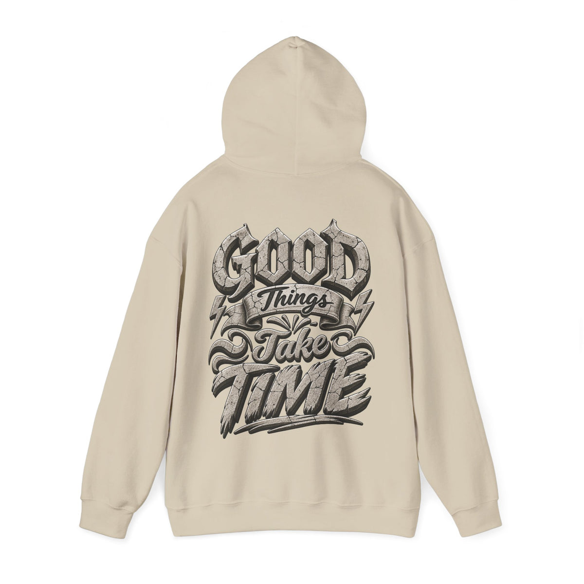 Good Things Take Time Adult Hoodie — Motivational Graphic Back Print