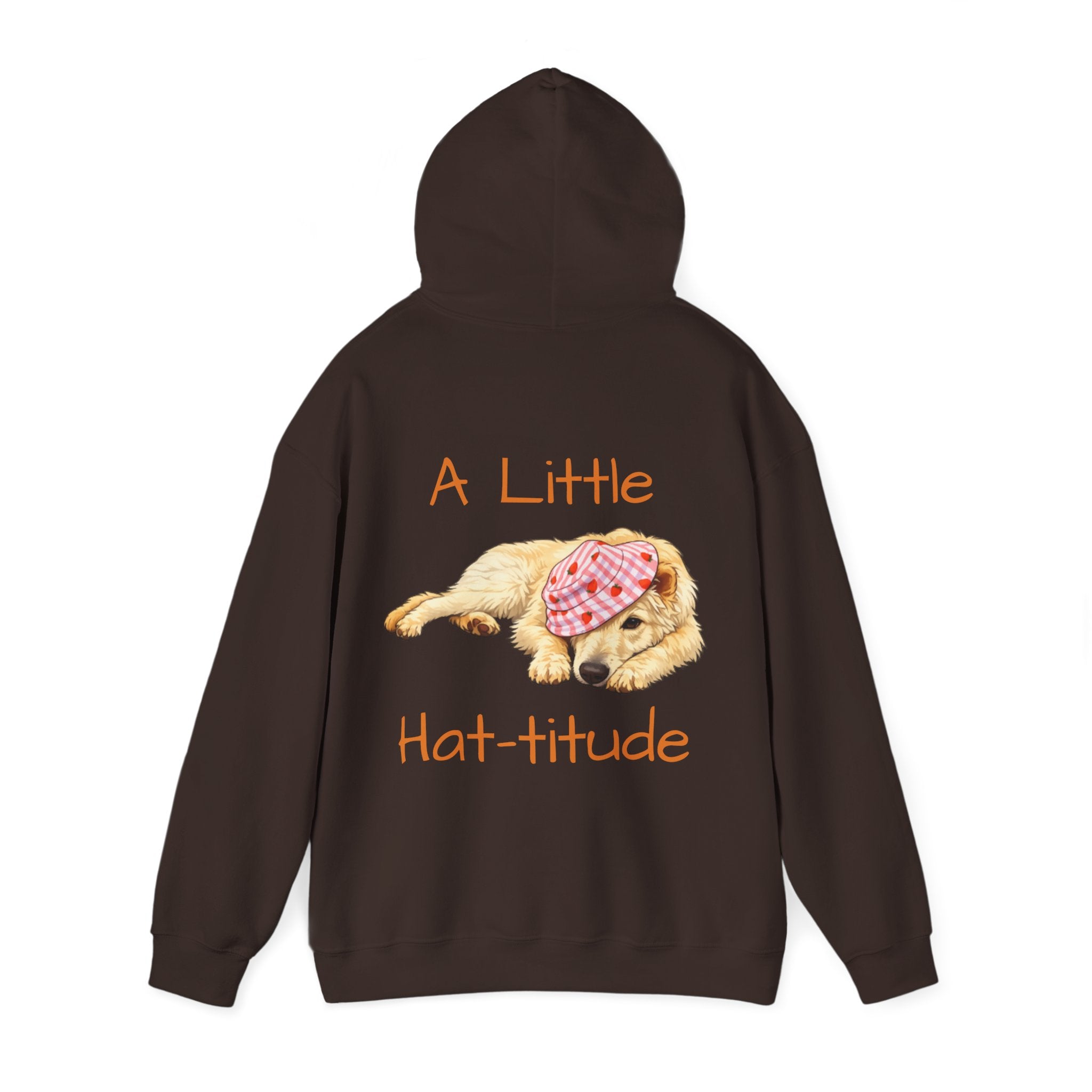 A Little Hat-Titude Puppy Illustration Adult Hoodie | Cute Dog Paw Chest Print