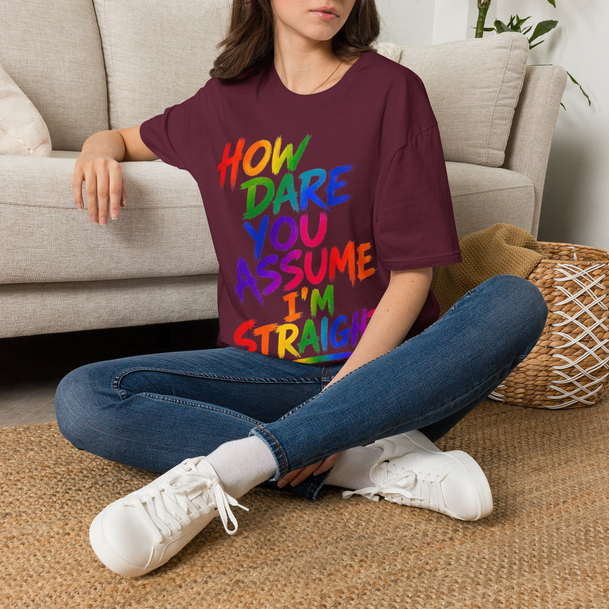 How Dare You Assume I’m Straight Adult T-Shirt — Rainbow Pride Graphic Tee