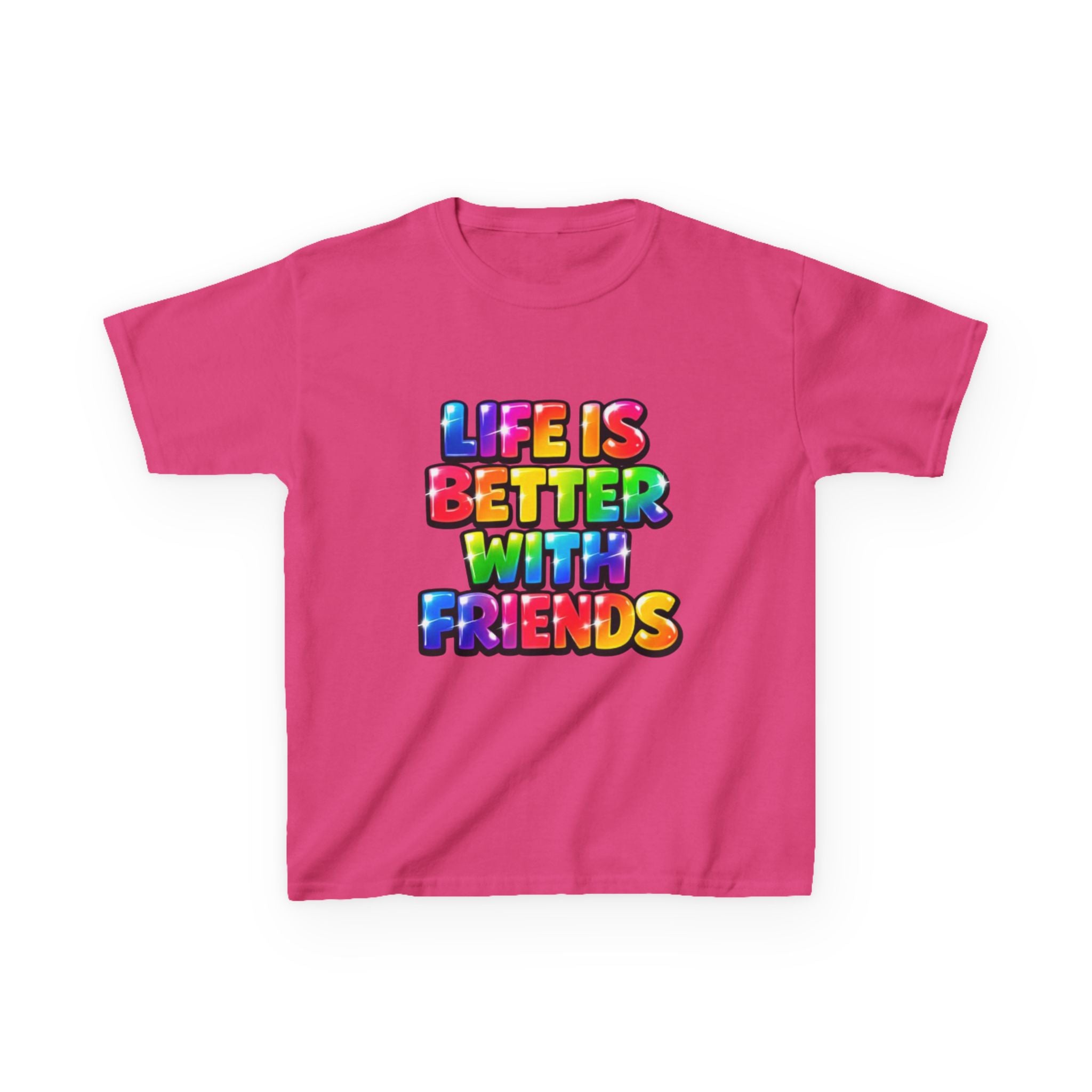 Kids T-Shirt — "Life Is Better With Friends" Rainbow Graphic Tee