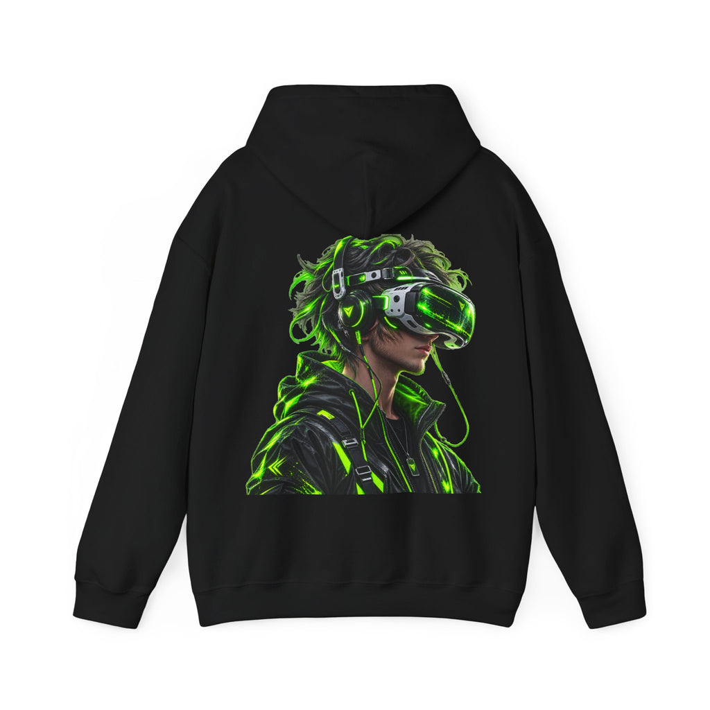 VR Gamer  Adult Hoodie — Neon Cyberpunk Virtual Reality Gamer Graphic Sweatshirt