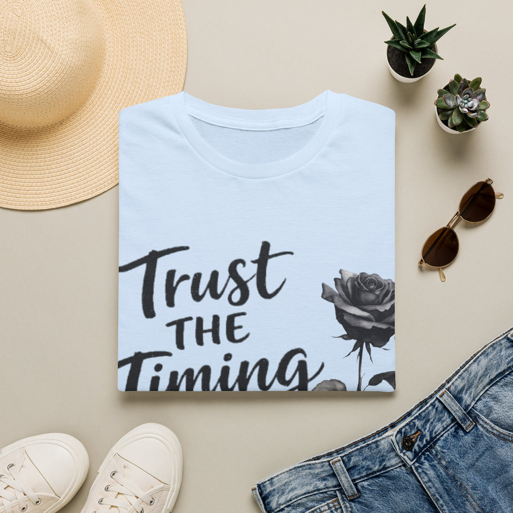 Trust the Timing of Your Life Adult T-Shirt – Inspirational Floral Tee