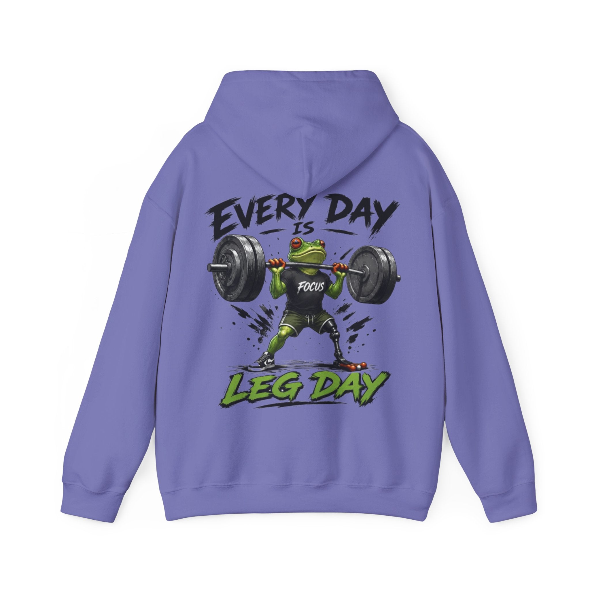 Adult Hoodie - "Every Day Is Leg Day" Frog Weightlifting Gym Hoodie