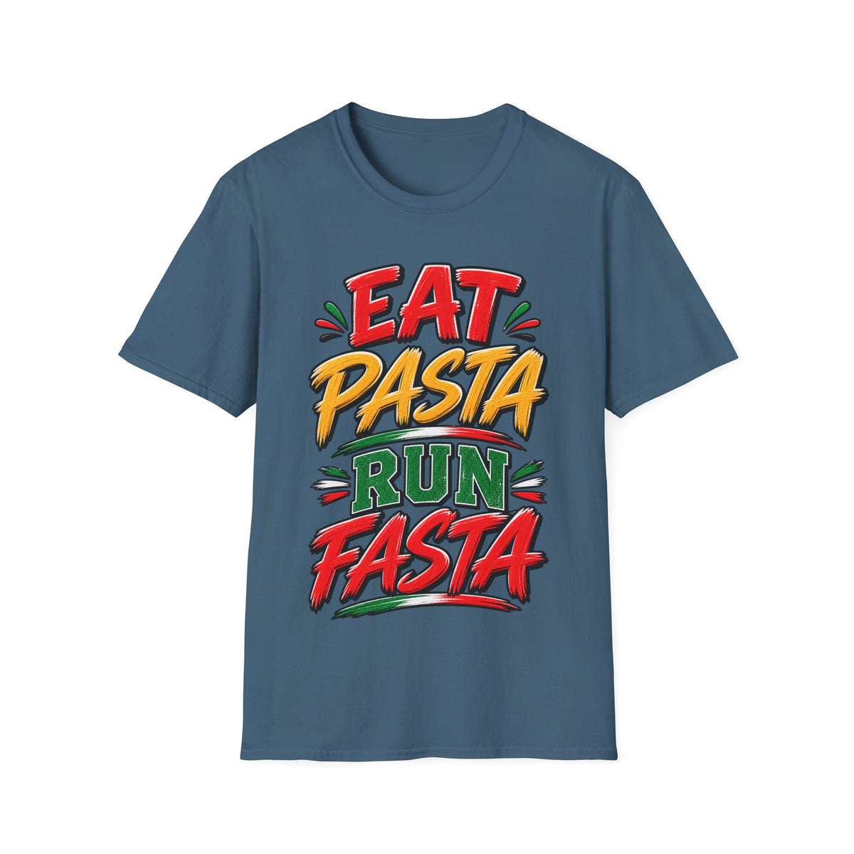 Eat Pasta Run Fasta Adult T-Shirt — Funny Italian Food & Running Graphic Tee