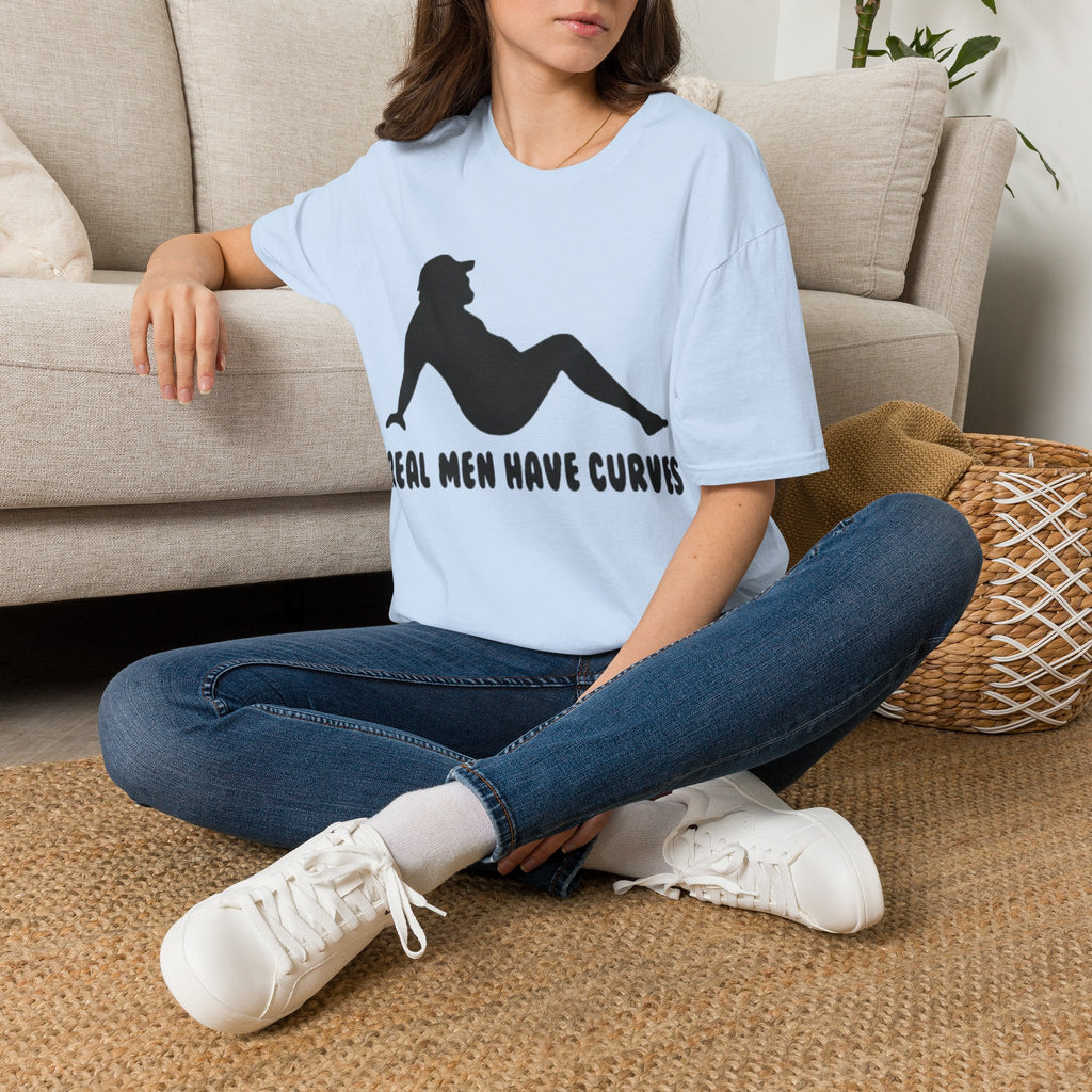 Curvy Silhouette Adult T-Shirt — "Real Men Have Curves" Graphic Tee