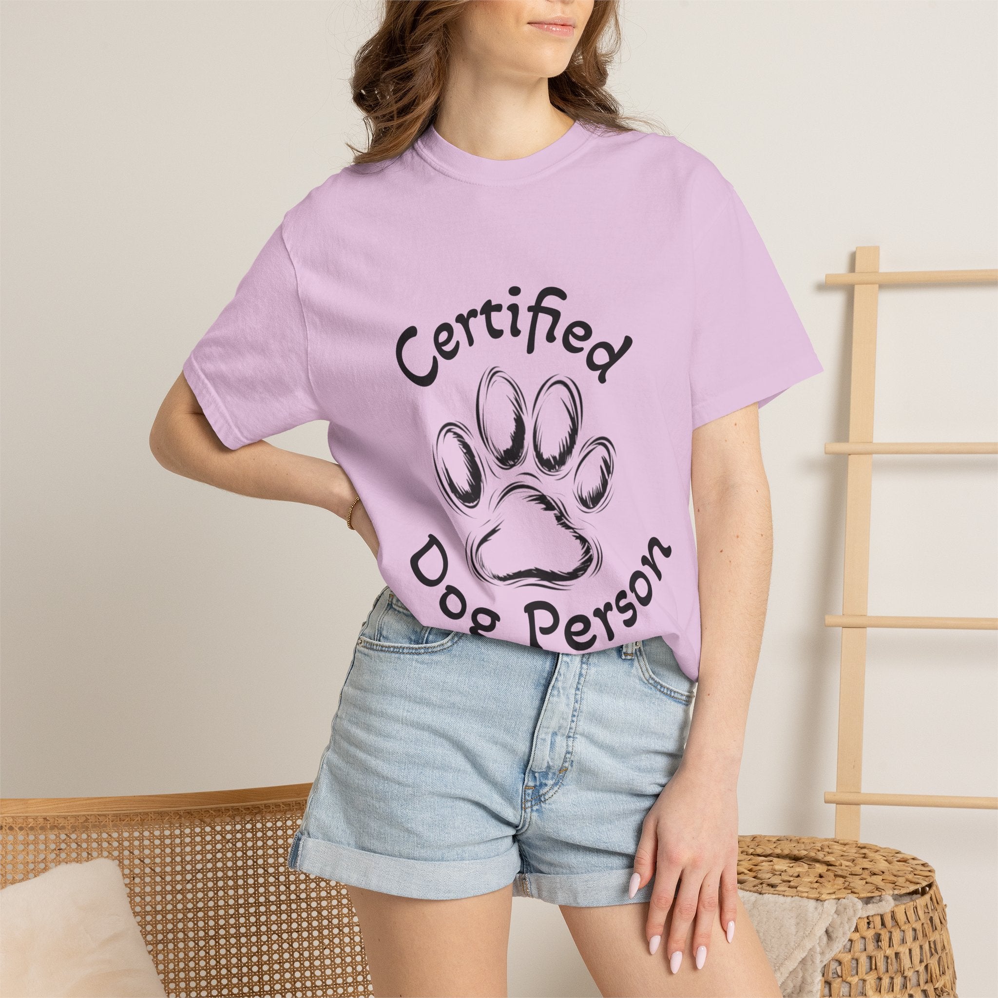 Certified Dog Person Adult T-Shirt — Paw Print Graphic Tee for Dog Lovers