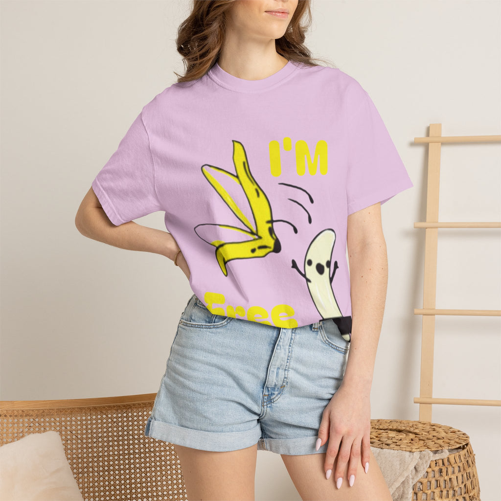 Banana Skateboard Adult T-Shirt — "I’m Free" Cute Skateboarding Banana Graphic Tee