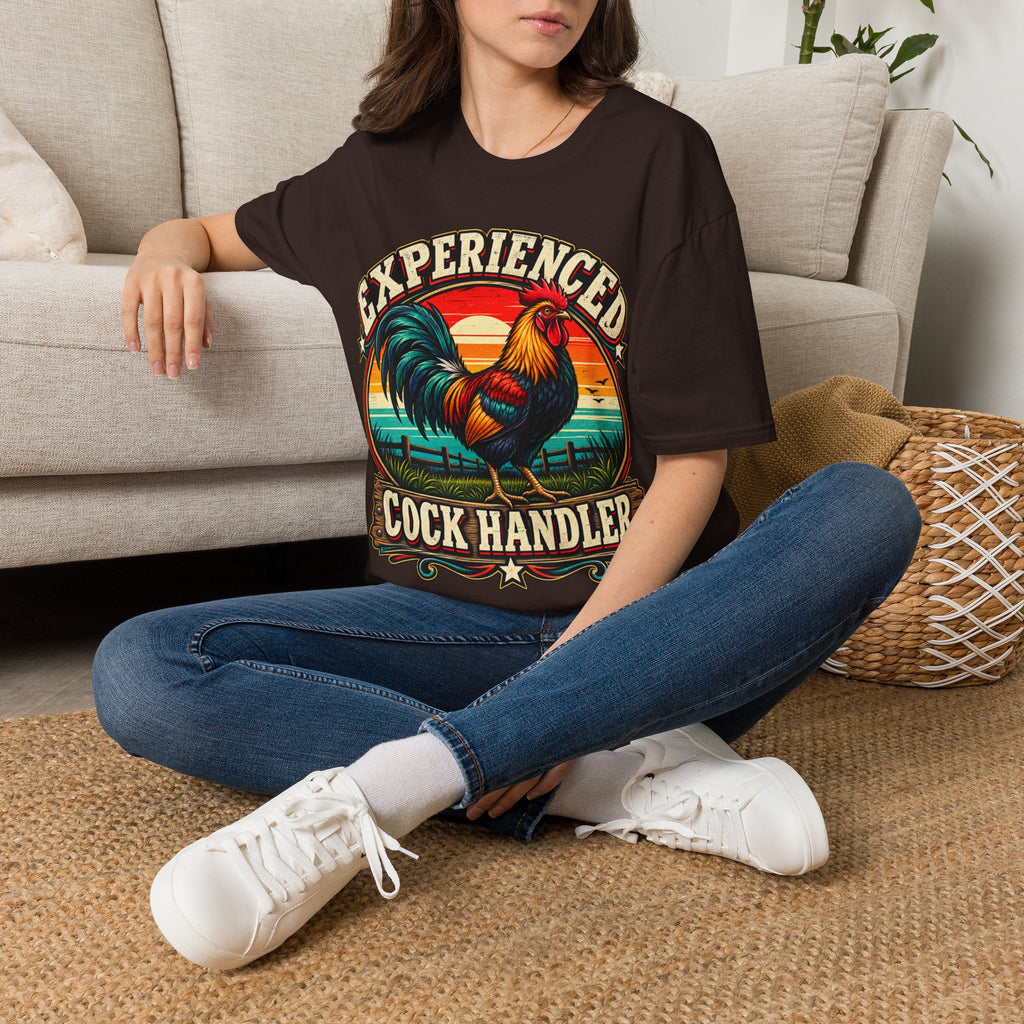 Experienced Cock Handler Adult T-Shirt — Retro Rooster Graphic Tee