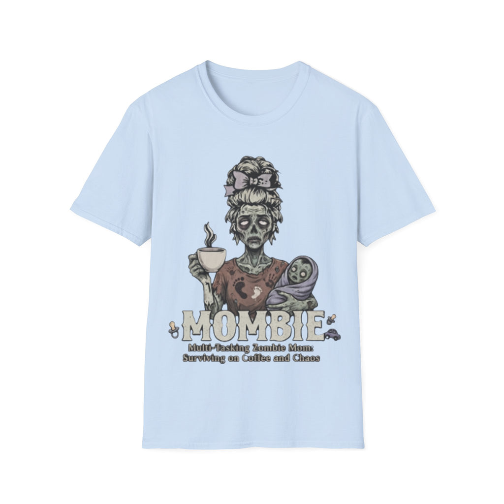 Mombie Adult T-Shirt – Funny Zombie Coffee Tee for Halloween & Horror Fans