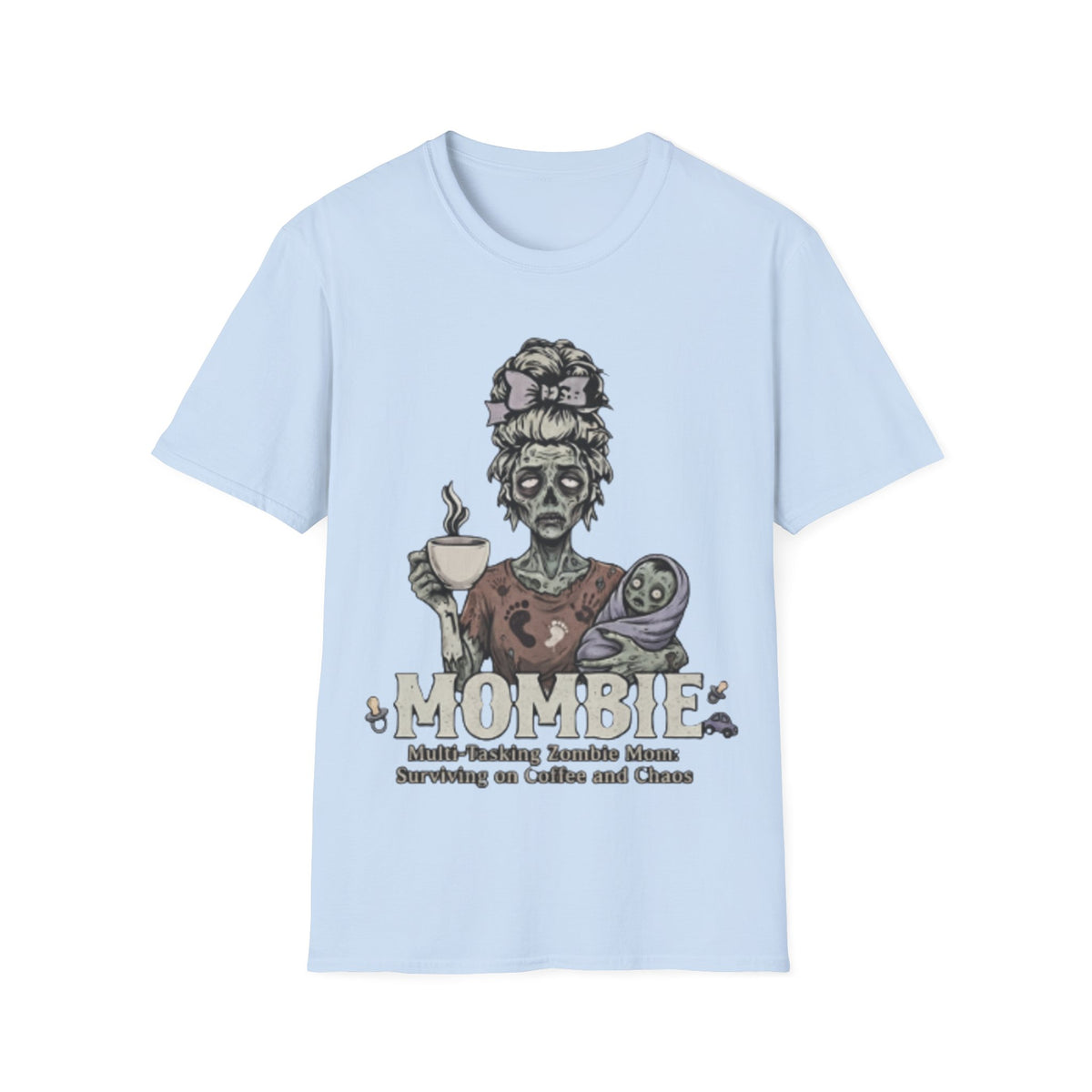 Mombie Adult T-Shirt – Funny Zombie Coffee Tee for Halloween & Horror Fans