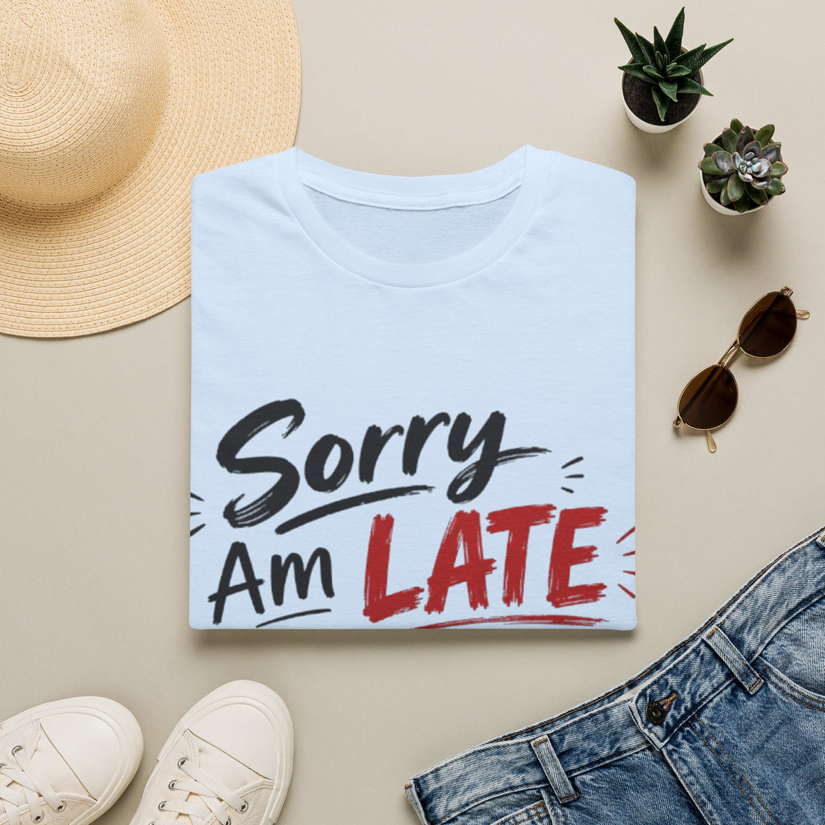 Sorry I’m Late Adult T-Shirt — Funny Graphic Tee ('Sorry Am Late I Didn’t Want To Come')