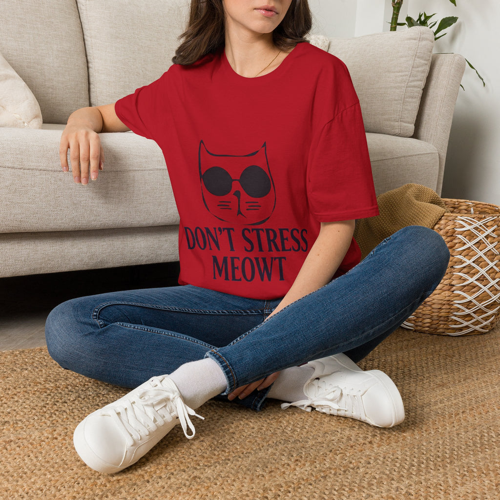 Cat Graphic Adult T-Shirt — "Don't Stress Meowt" Relaxed Tee for Cat Lovers
