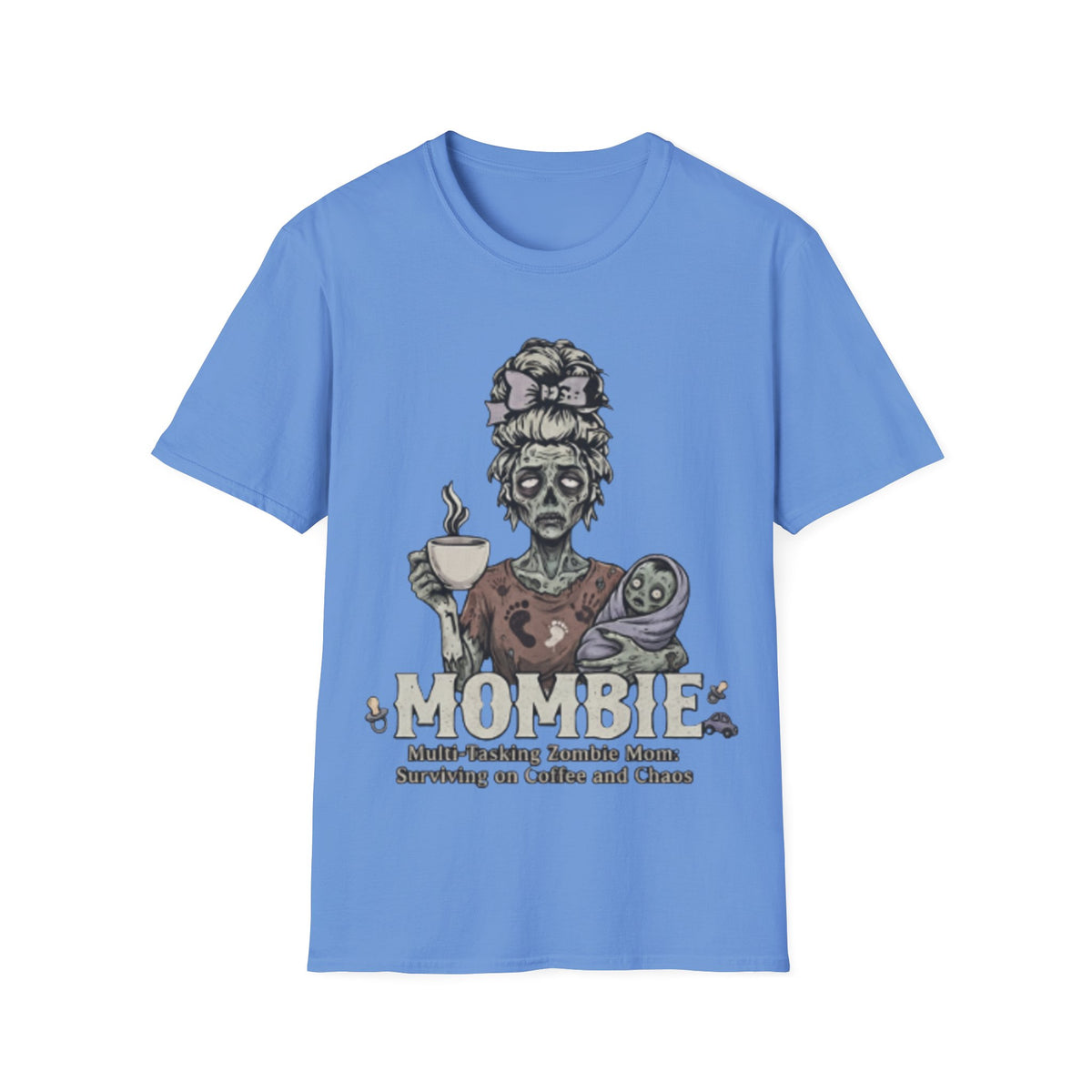Mombie Adult T-Shirt – Funny Zombie Coffee Tee for Halloween & Horror Fans