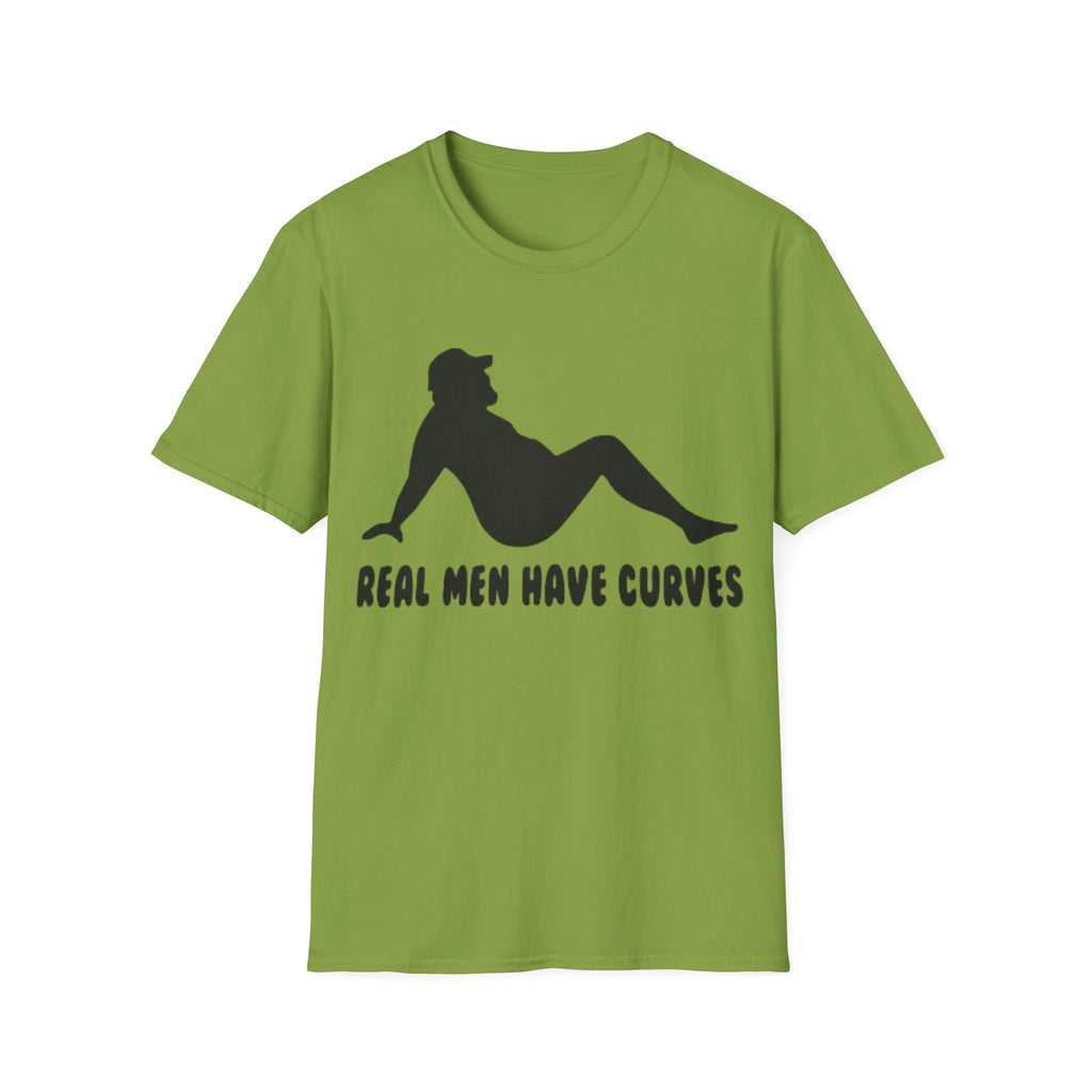 Curvy Silhouette Adult T-Shirt — "Real Men Have Curves" Graphic Tee