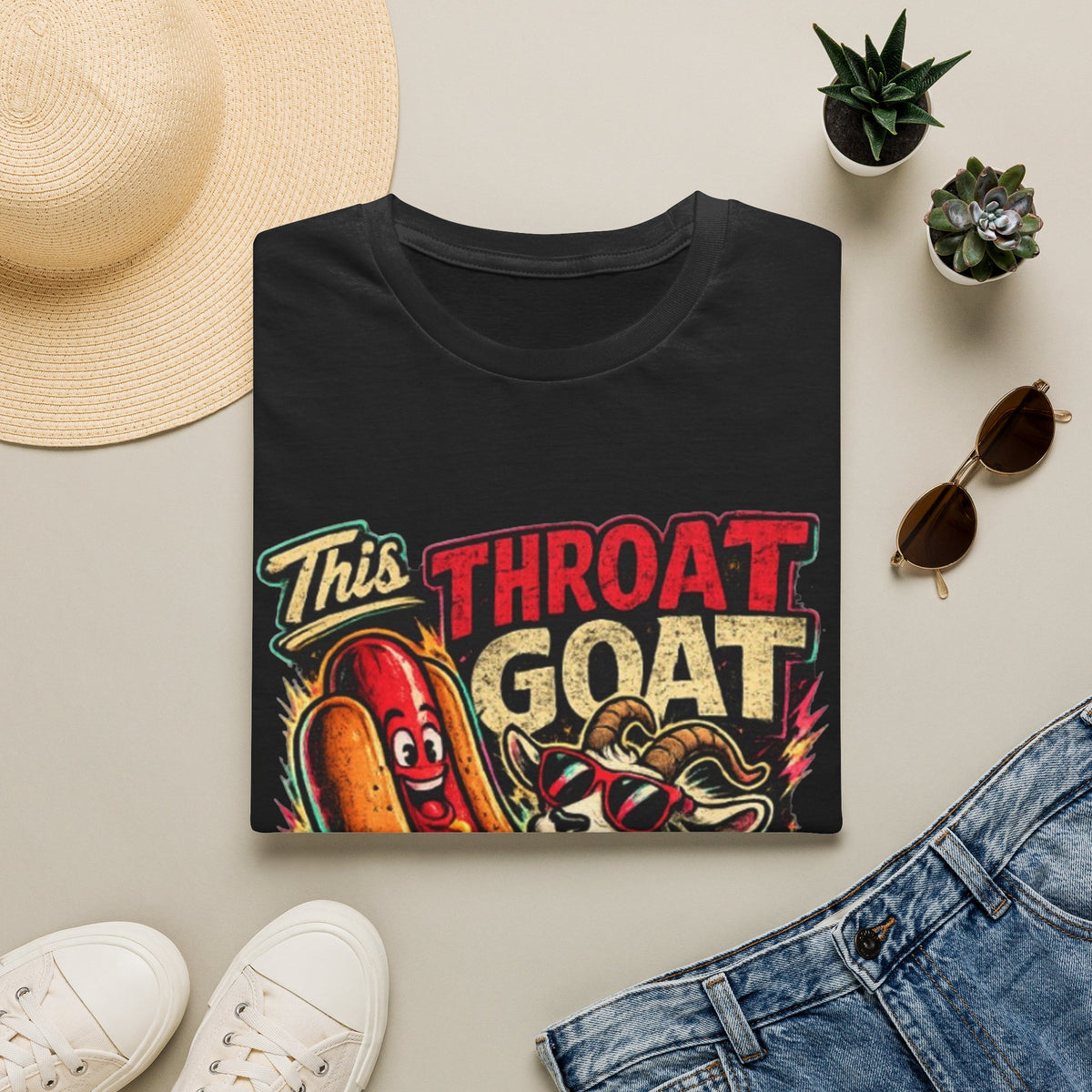 This Throat Goat Adult T-Shirt — Retro Hot Dog Graphic Tee