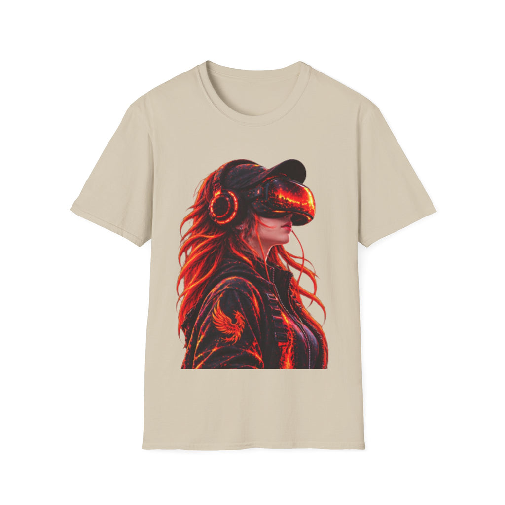 VR Girl Graphic Adult T-Shirt — Neon Cyberpunk Virtual Reality Tee