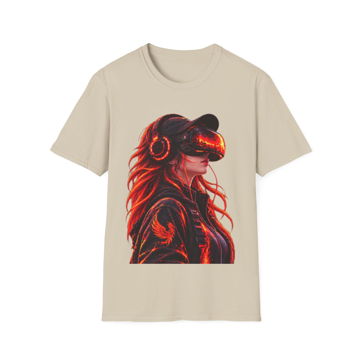 VR Girl Graphic Adult T-Shirt — Neon Cyberpunk Virtual Reality Tee