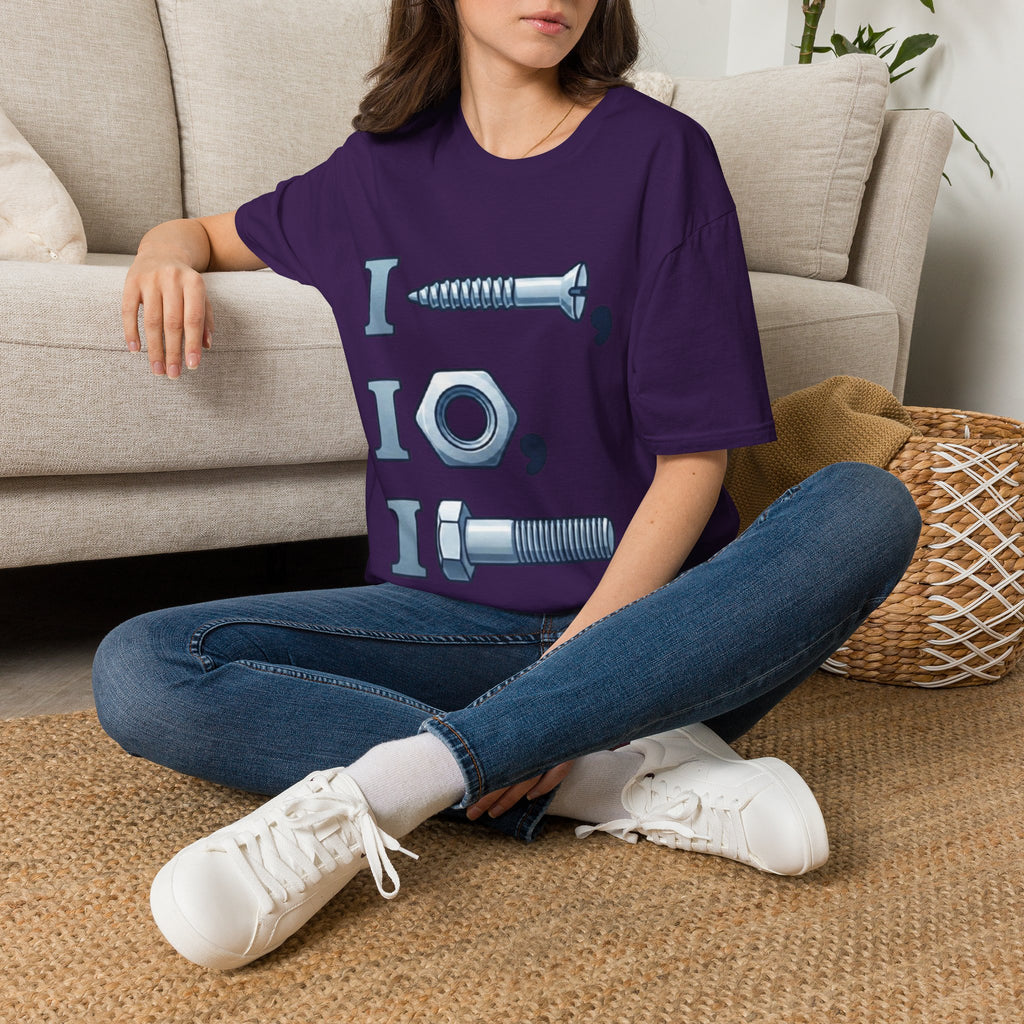 Screw, Nut & Bolt Graphic Adult T-Shirt — I (screw), I (nut), I (bolt) Novelty Tee
