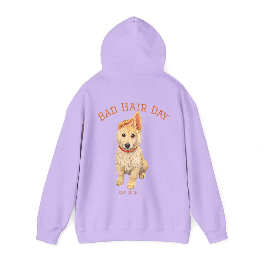Bad Hair Day Puppy Adult Hoodie | Cute Dog Illustration Sweatshirt