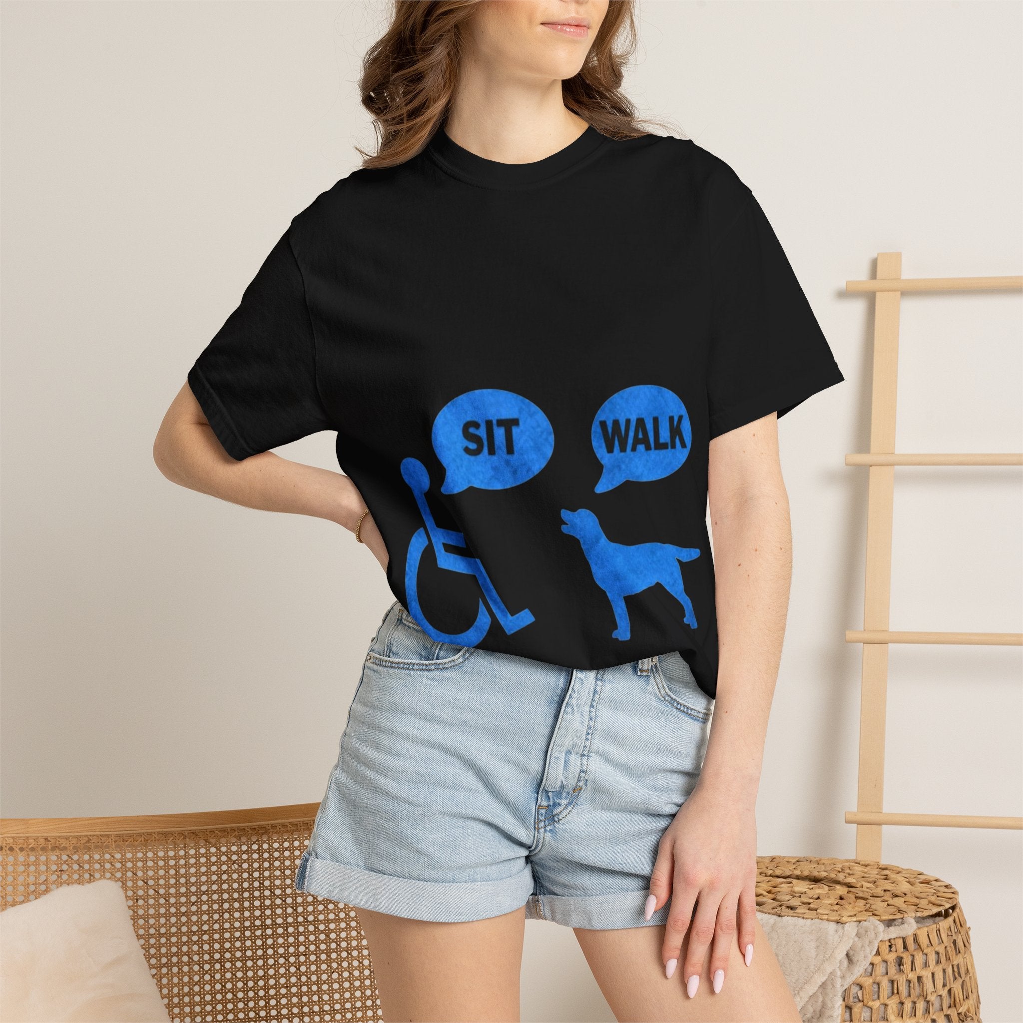 Disabled Veteran & Service Dog T-Shirt — "Sit / Walk" Graphic Tee