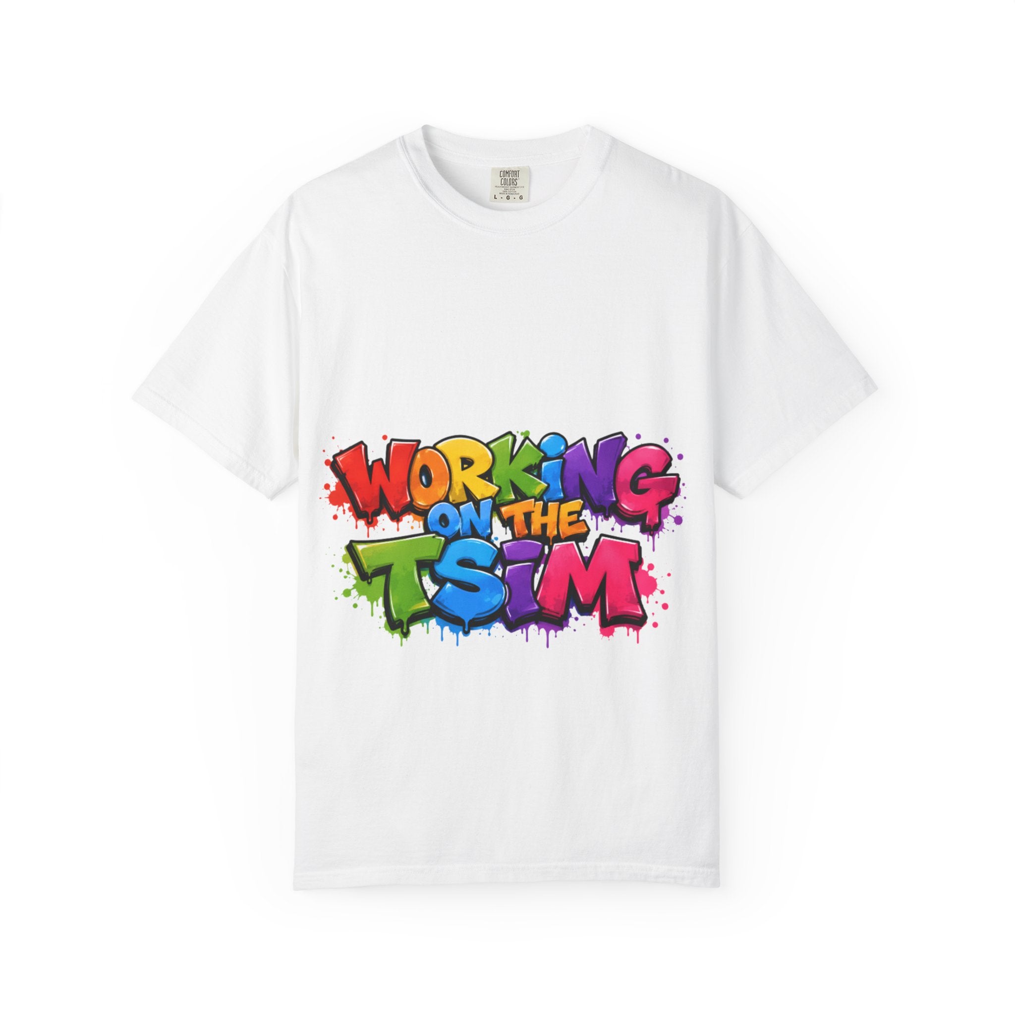 Working on the Tsim graffiti style Adult T-shirt | colorful street art text