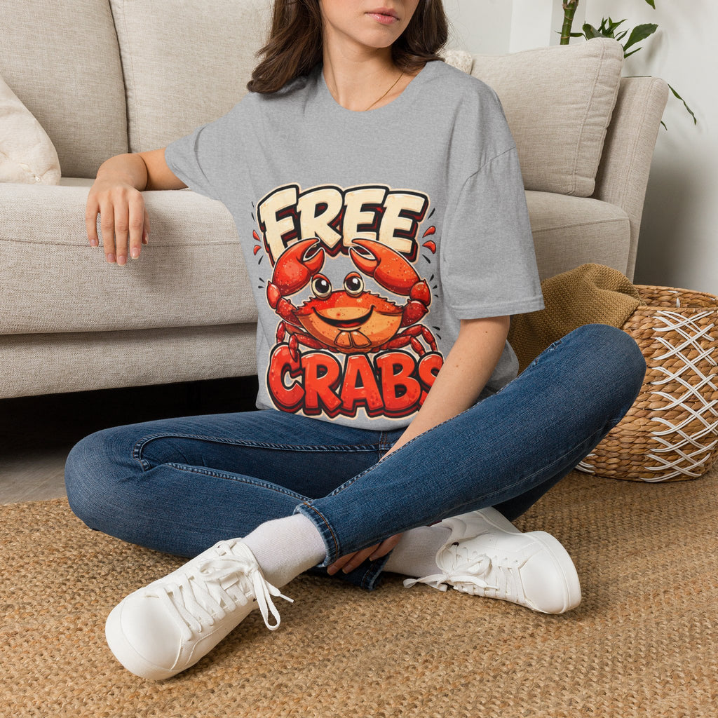 Free Crabs Adult T-Shirt — Funny Seafood Beach Graphic Tee