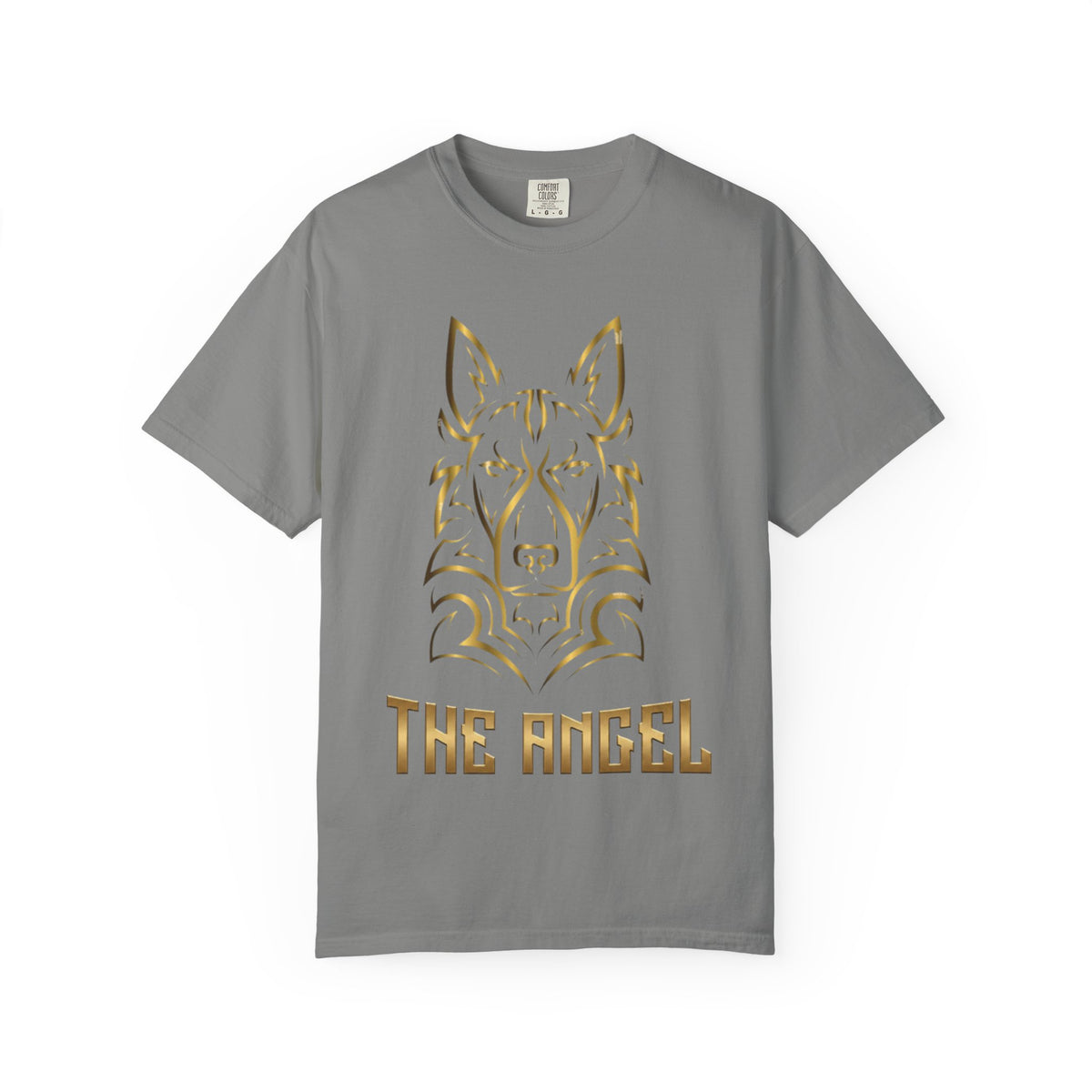 The Angel Wolf Adult T-Shirt — Gold Line Art Graphic Tee