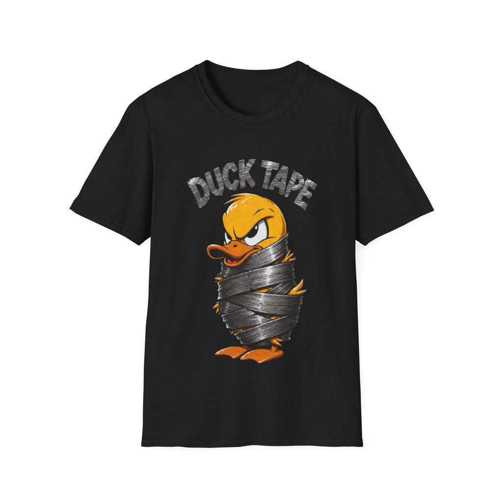 Duck Tape Adult T-Shirt — Funny Angry Duck Wrapped in Duct Tape Graphic Tee