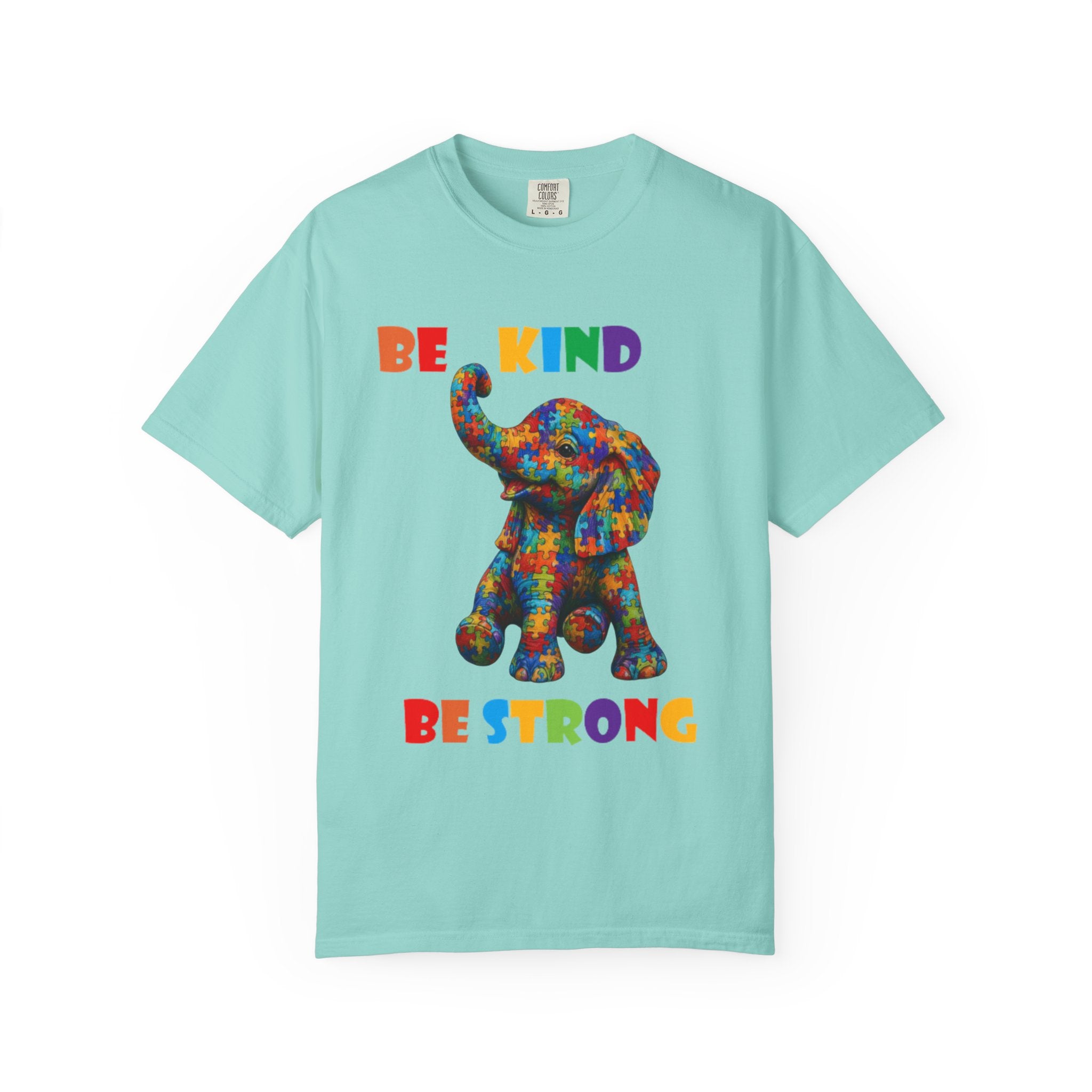 Be Kind Be Strong Elephant T-shirt | Colorful Puzzle Pattern Adult T-Shirt