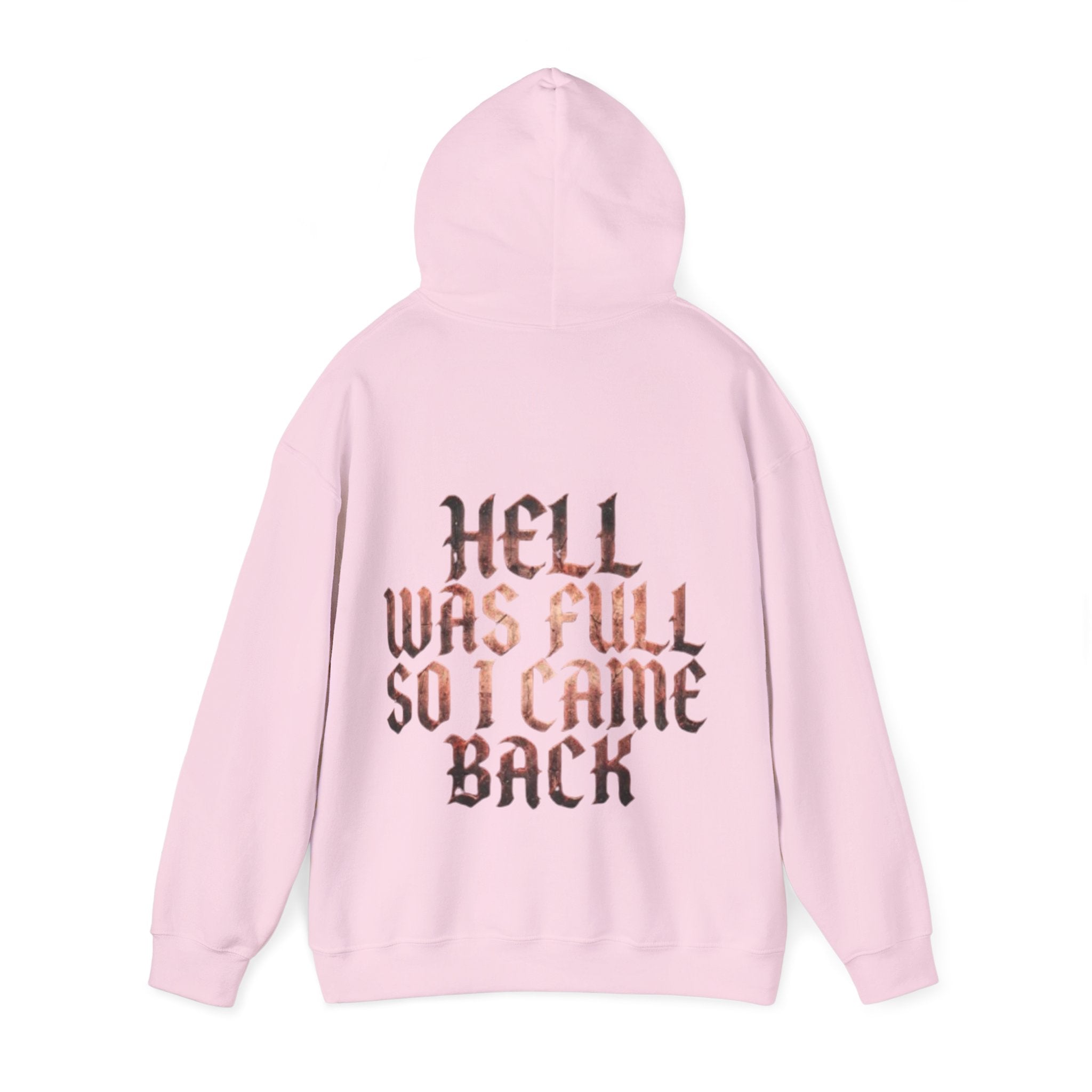 Hell Was Full Adult Hoodie — Gothic Quote Back Print Pullover