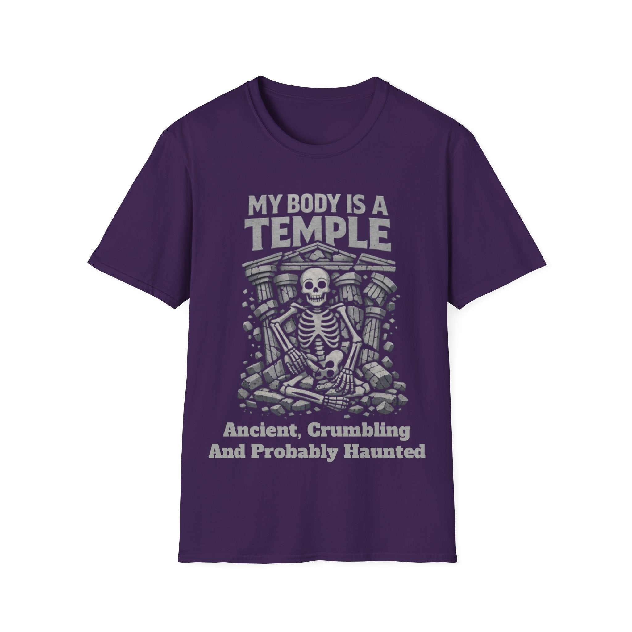 Temple Skeleton Adult T-Shirt — "My Body Is a Temple" Vintage Gothic Tee
