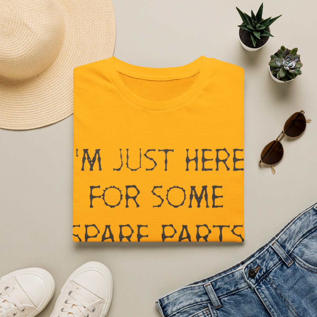 Halloween Pumpkin Jack-o'-Lantern Adult T-Shirt — "I'm Just Here For Some Spare Parts"