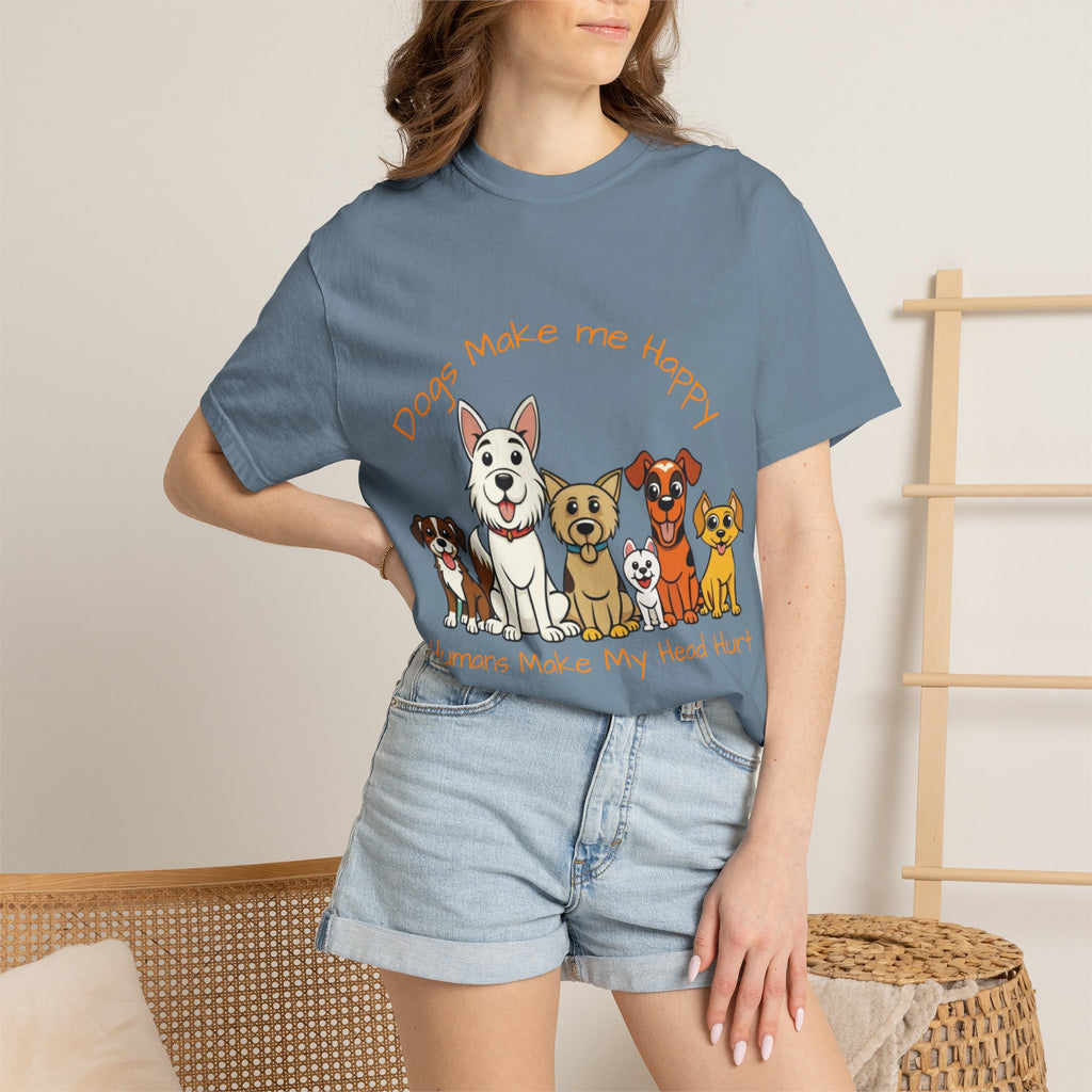 Dog Lover Tee — "Dogs Make Me Happy, Humans Make My Head Hurt" Graphic Adult T-Shirt