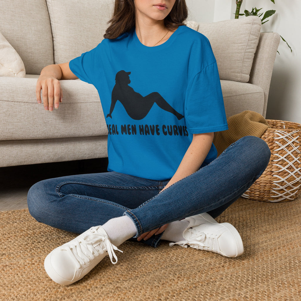 Curvy Silhouette Adult T-Shirt — "Real Men Have Curves" Graphic Tee