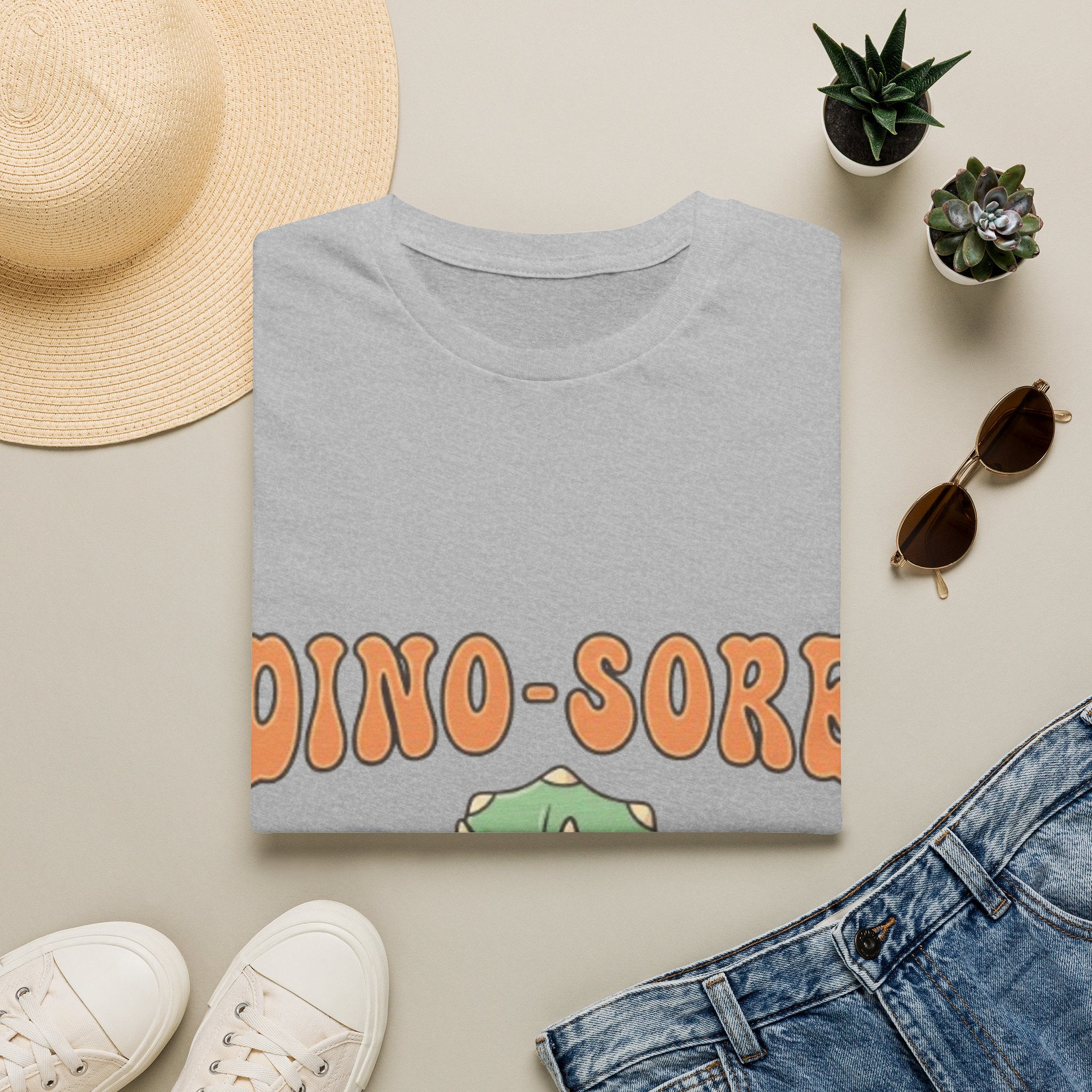 Dino-Sore Adult T-Shirt — Cute Workout Dinosaur Fitness Tee