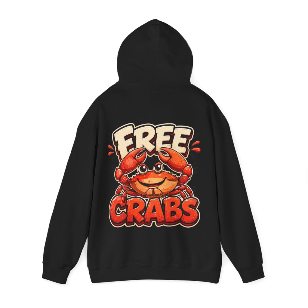 Adult Hoodie — Cute 'Free Crabs' Cartoon Crab Graphic Pullover