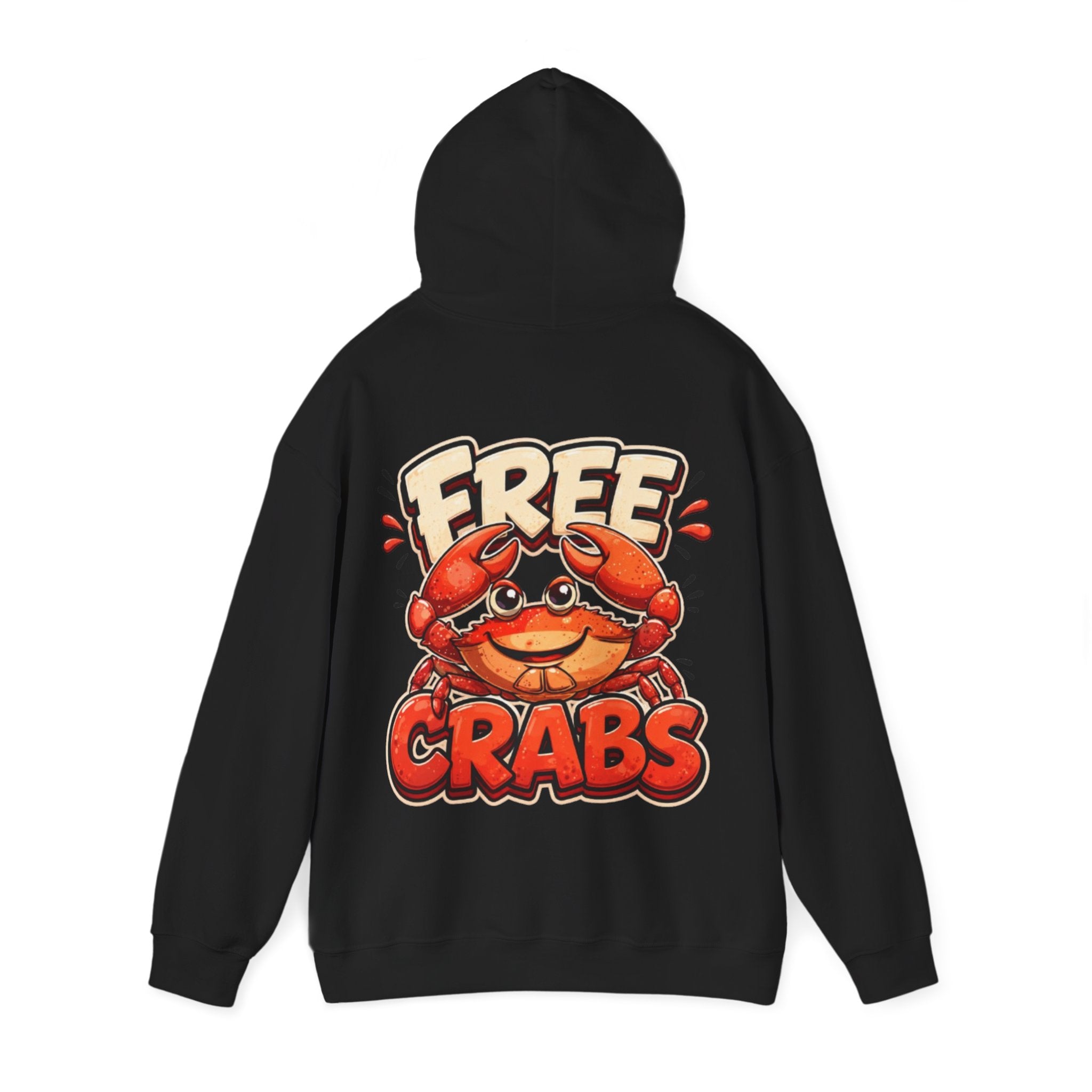 Adult Hoodie — Cute 'Free Crabs' Cartoon Crab Graphic Pullover
