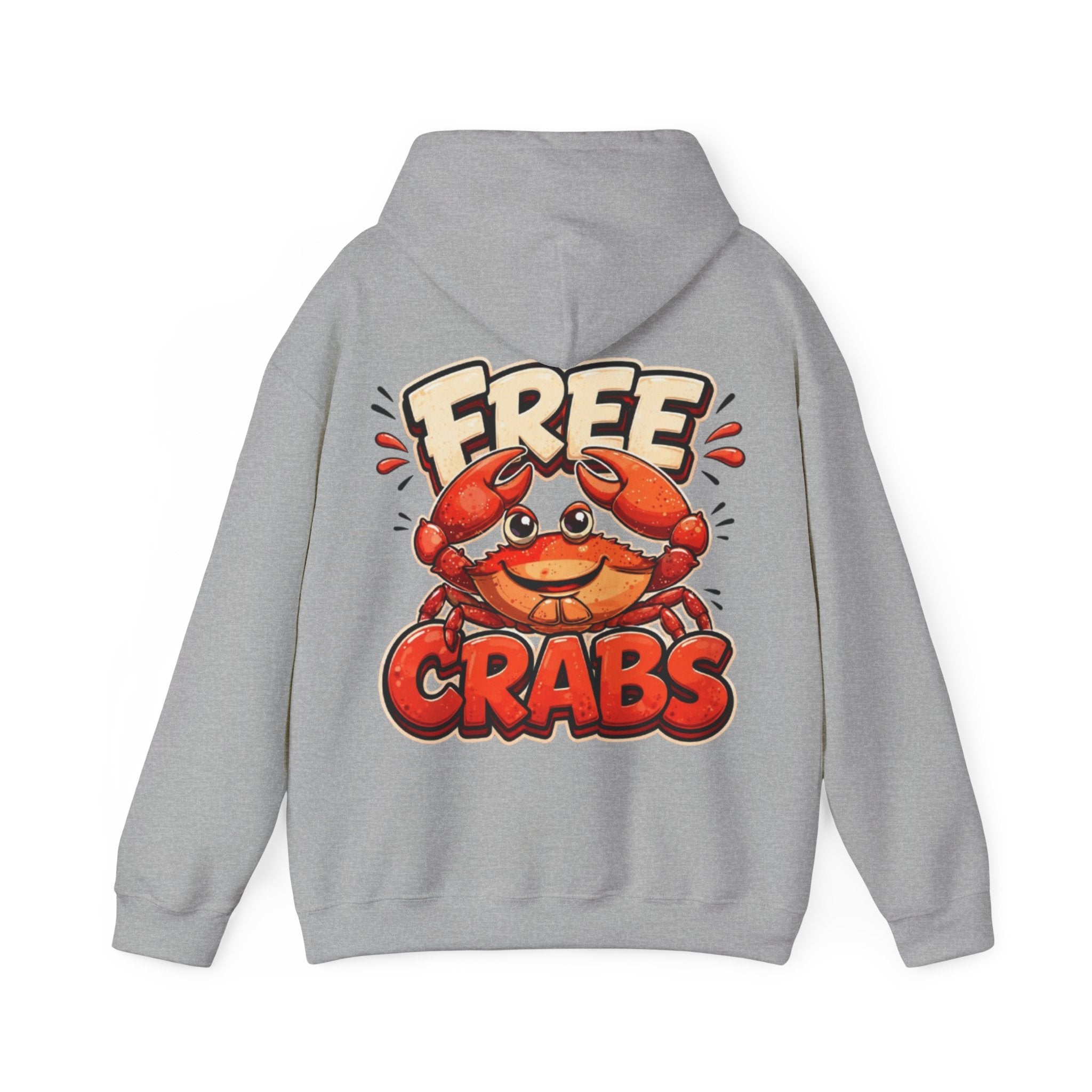 Adult Hoodie — Cute 'Free Crabs' Cartoon Crab Graphic Pullover