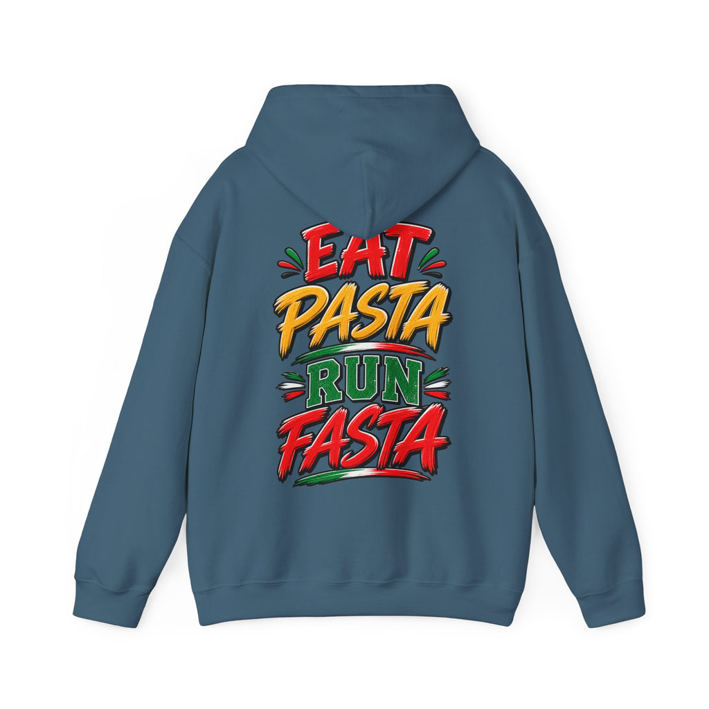 Adult Hoodie — "Eat Pasta Run Fasta" Graphic Pullover