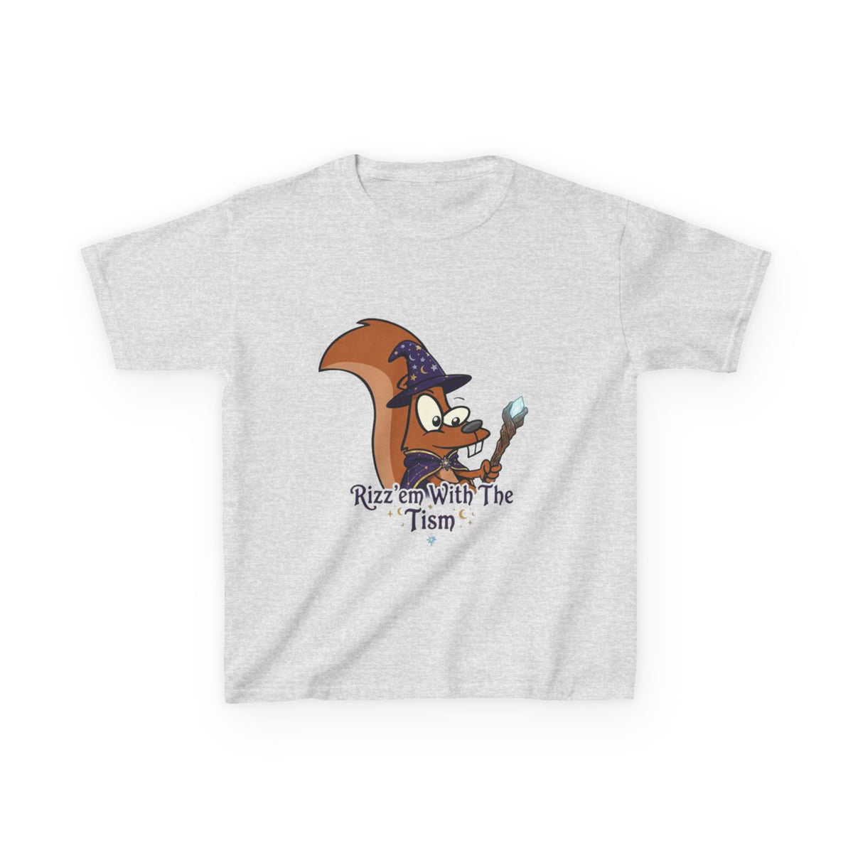 Wizard Fox kids Kids T‑Shirt — "Rizz em With The 'Tism" Cute Magical Tee