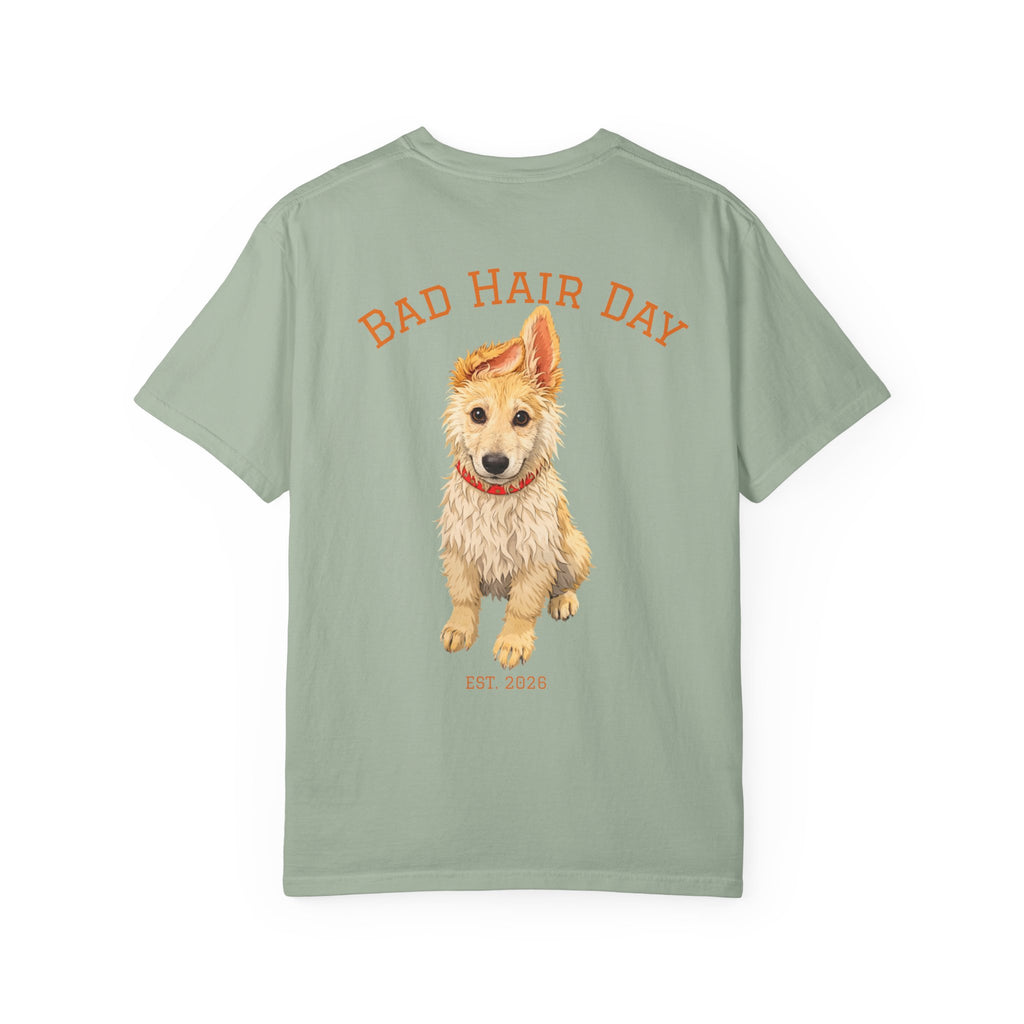 Bad Hair Day Puppy Adult T-Shirt | Paw Print Graphic