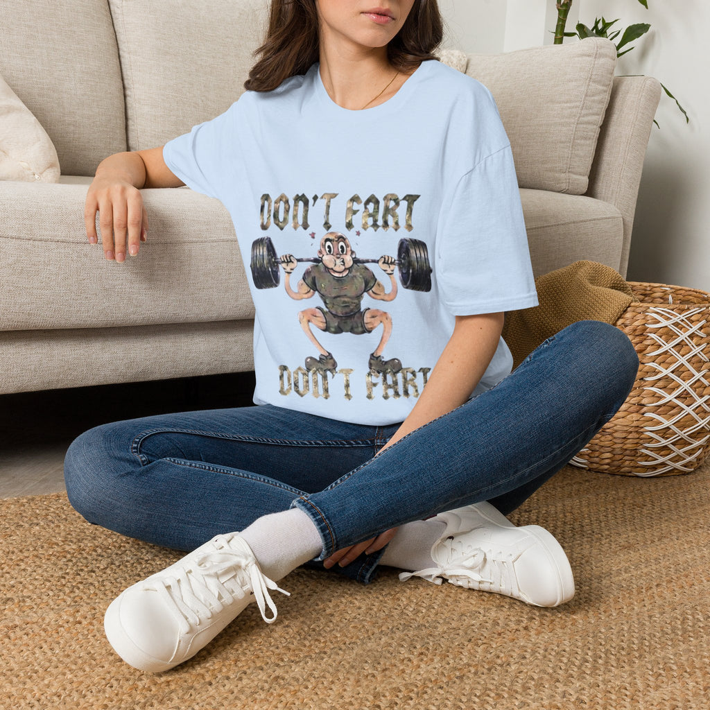 Don't Fart Weightlifting  Adult T‑Shirt — Funny Gym Workout Tee