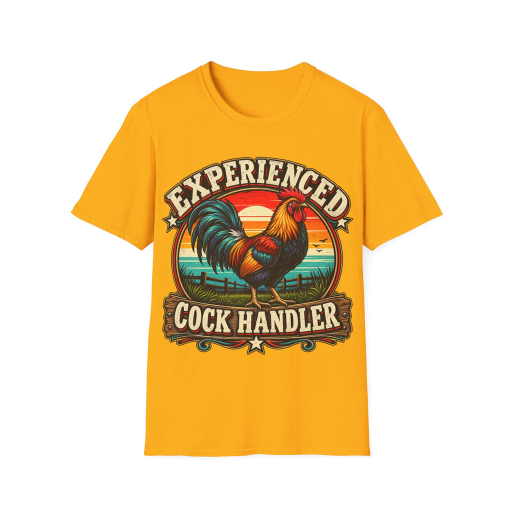Experienced Cock Handler Adult T-Shirt — Retro Rooster Graphic Tee