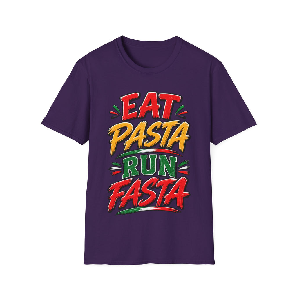 Eat Pasta Run Fasta Adult T-Shirt — Funny Italian Food & Running Graphic Tee