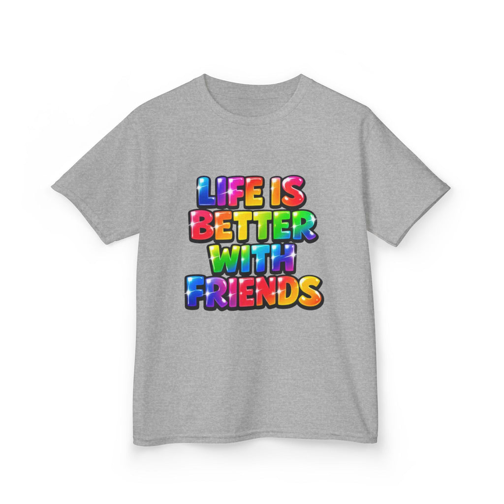 Kids T-Shirt — "Life Is Better With Friends" Rainbow Graphic Tee