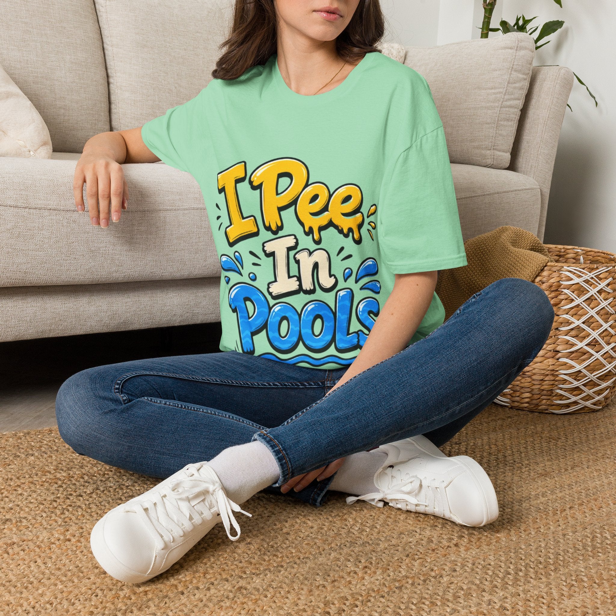 Funny "I Pee in Pools" Adult T-Shirt — Humorous Summer Pool Party Tee