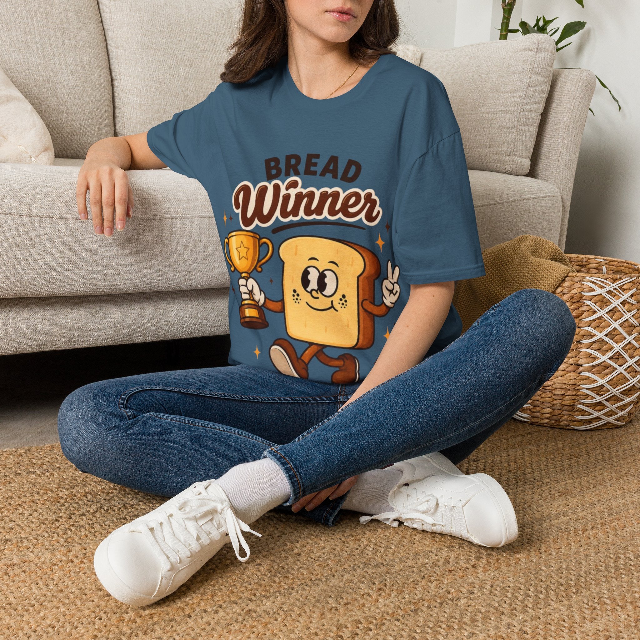 Bread Winner Adult T‑Shirt — Funny Toast Cartoon Tee for Bakers & Breakfast Lovers