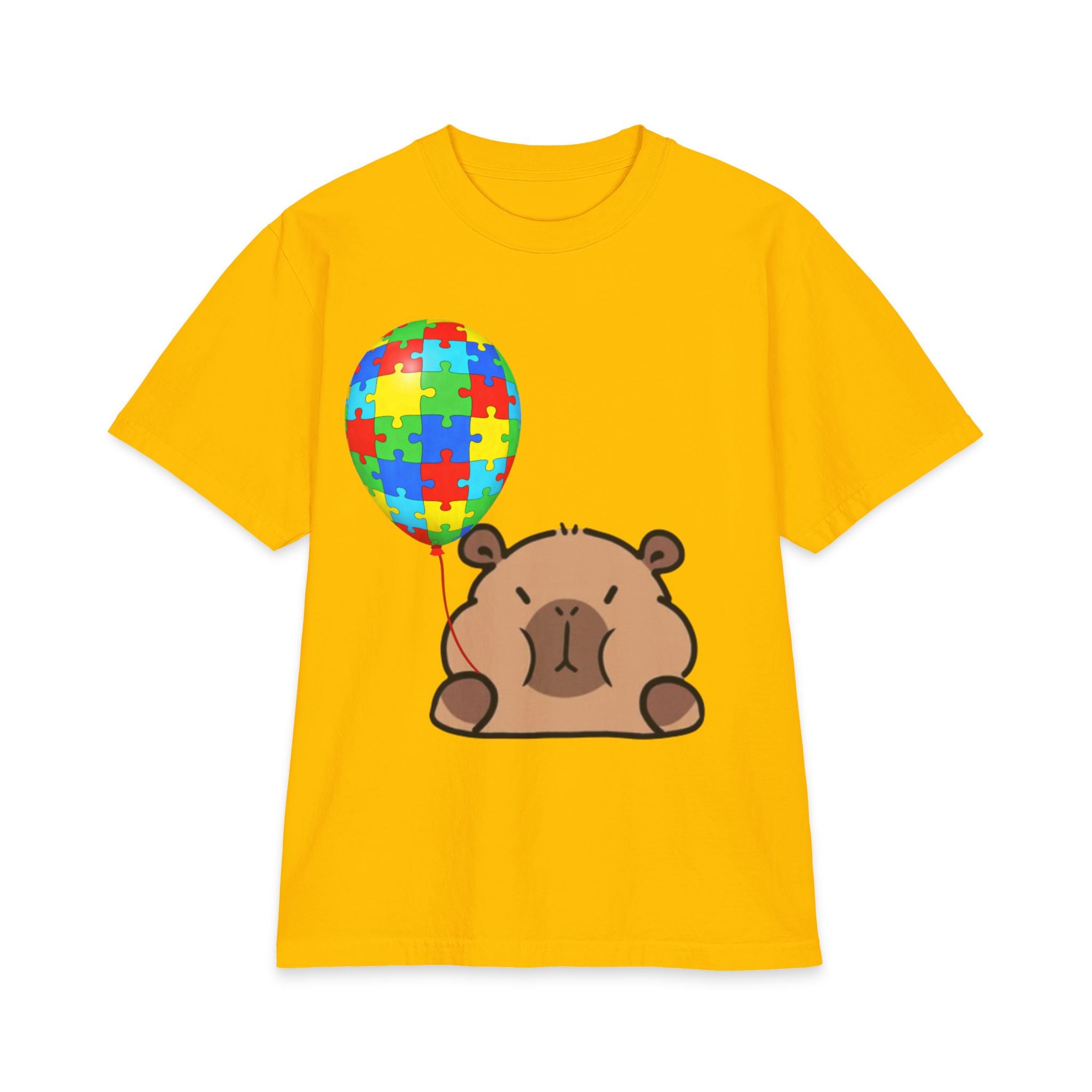 Bear with Puzzle Balloon Adult T-Shirt | Autism Awareness, Cute Cartoon Tee