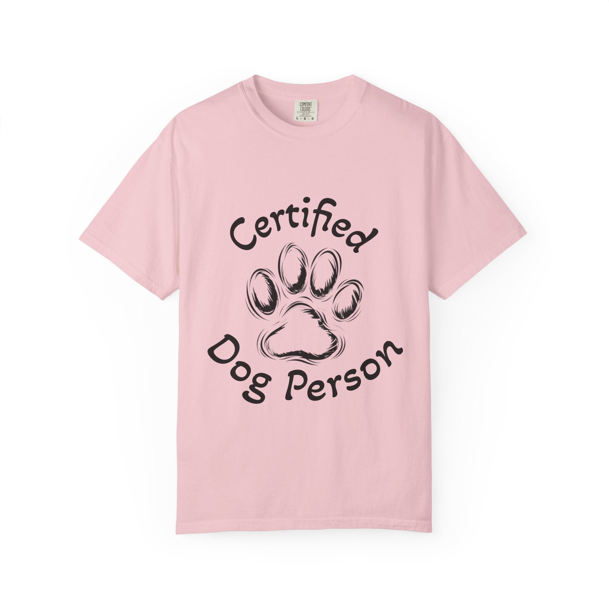 Certified Dog Person Adult T-Shirt — Paw Print Graphic Tee for Dog Lovers