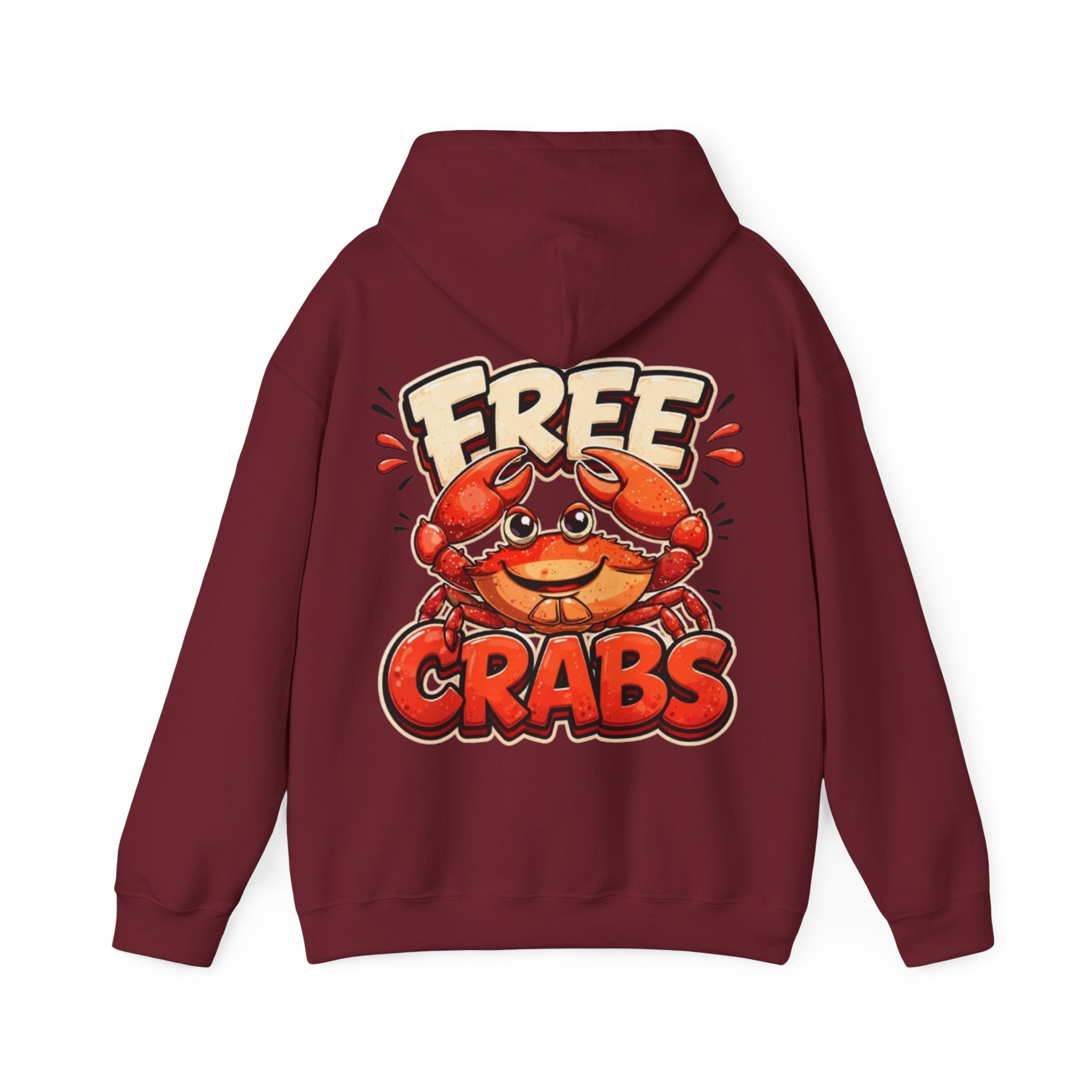 Adult Hoodie — Cute 'Free Crabs' Cartoon Crab Graphic Pullover